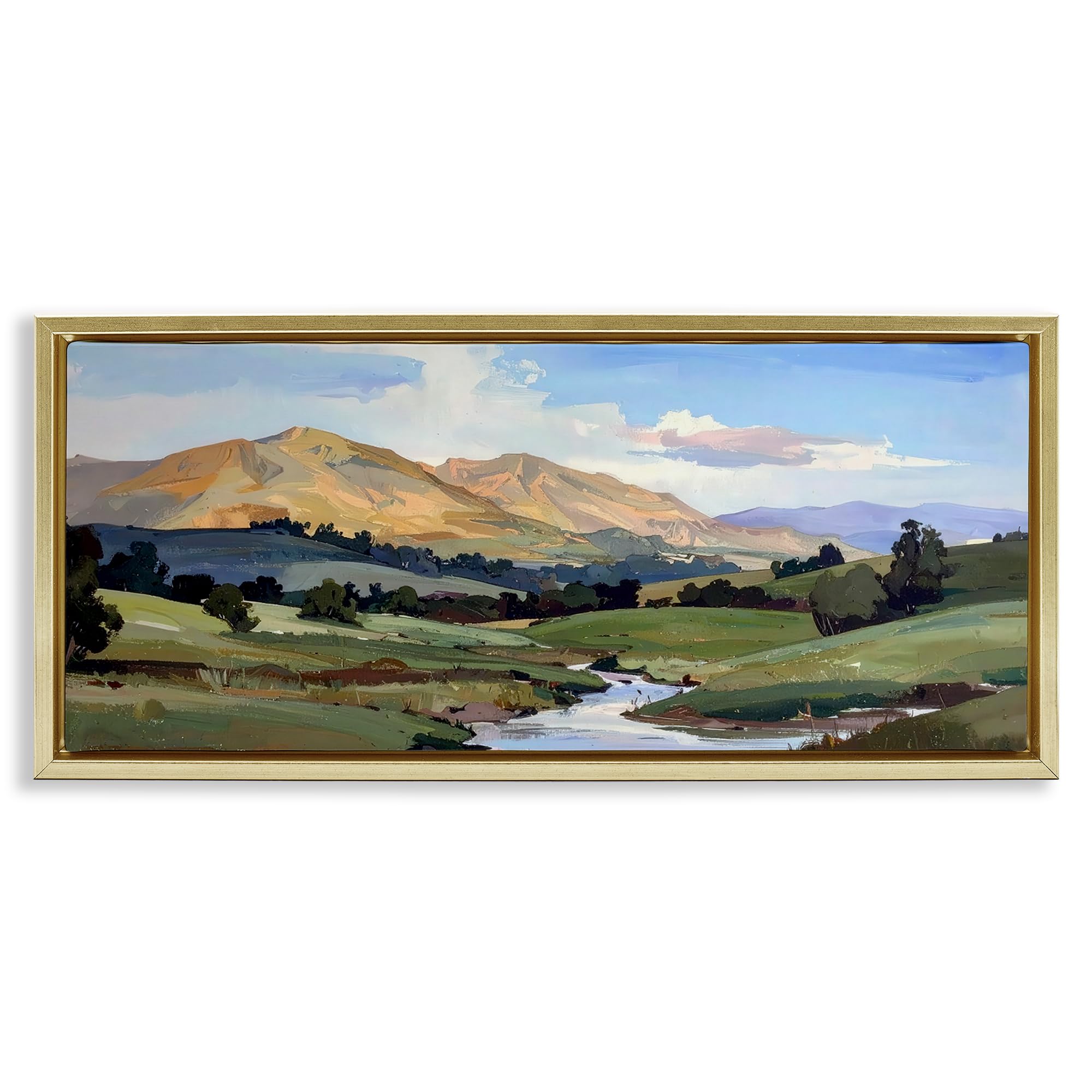 Winding River Valley Landscape, 13 x 30 Inch Canvas in Floater Frame