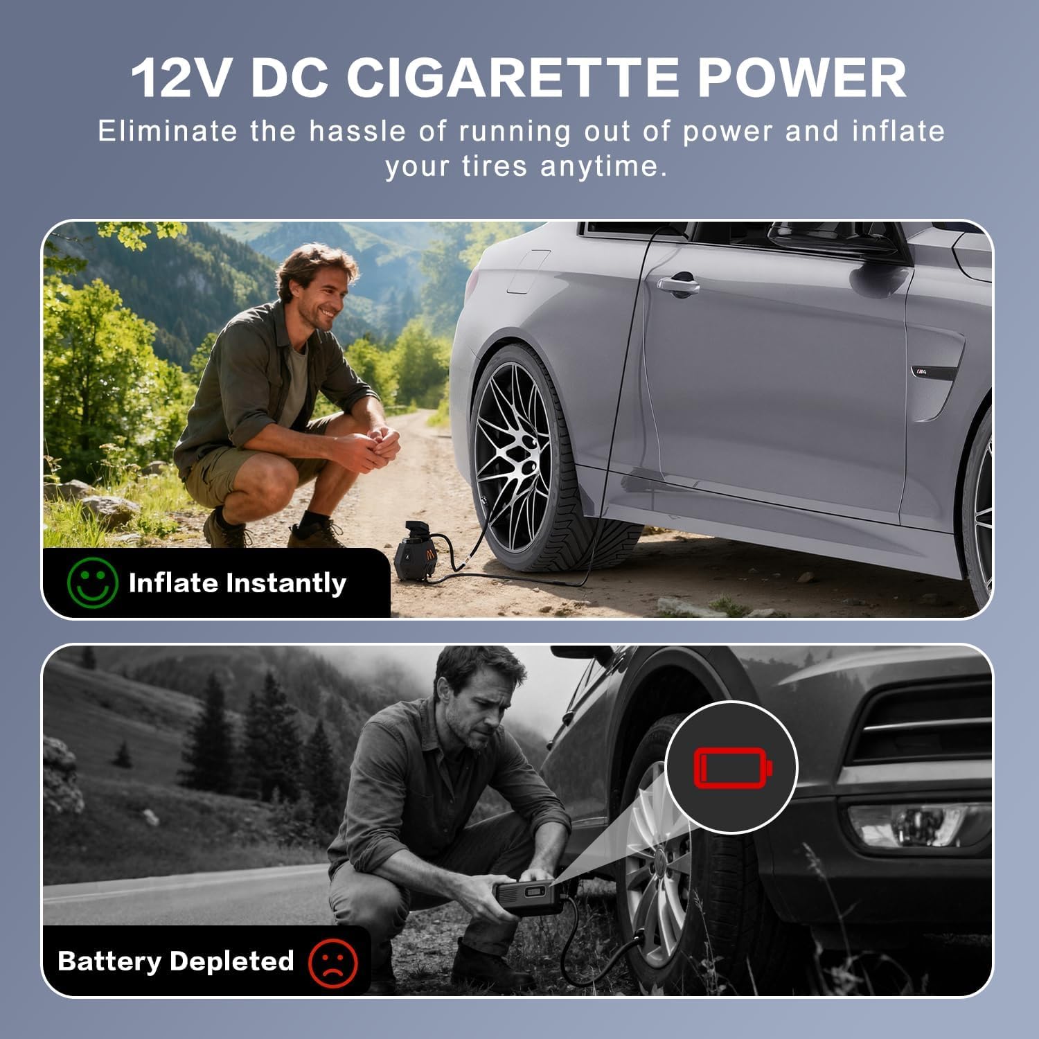 Tire Inflator Portable Air Compressor, Air Pump for Car Tires-9.84 Ft Cord,12V DC-Powered Auto Pump with Digital Pressure Gauge,Emergency LED Light, Car Accessories for Motorcycle Bicycle Ball Balloon - Image 5