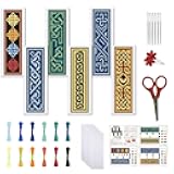 FREEBLOSS 6 Set Cross Stitch Bookmark Kit Cross Stitch Kit Celtic Knots Stamped Embroidery Bookmark with Instruction Cross Stitch Kits for Adults DIY Bookmark Kit 8.66''x3.15''