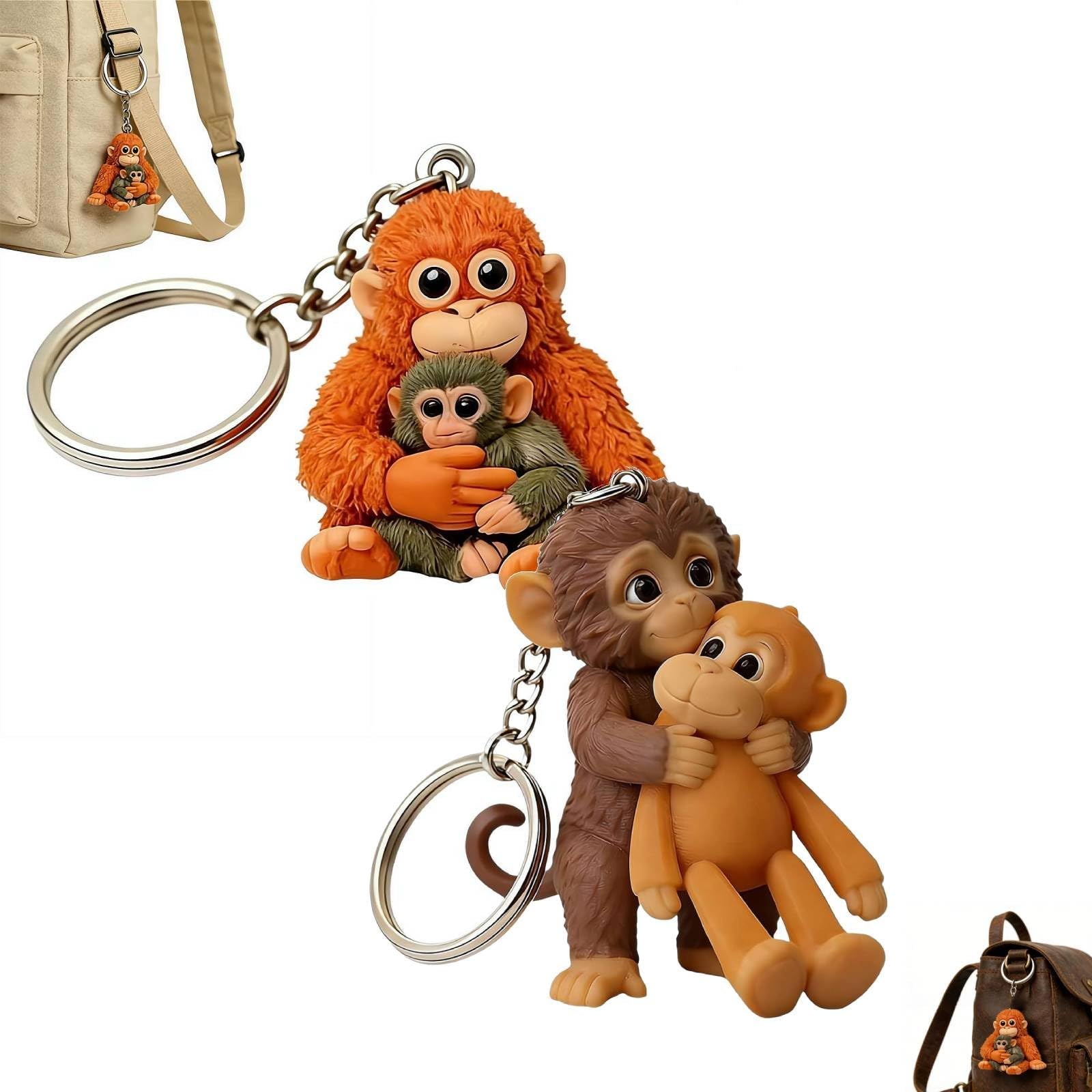 – Protect Punch The Monkey Keychain,3D Cute Punch Monkey Holding Plush Toy Keychain,Monkeys Hugging Keychains for Backpack