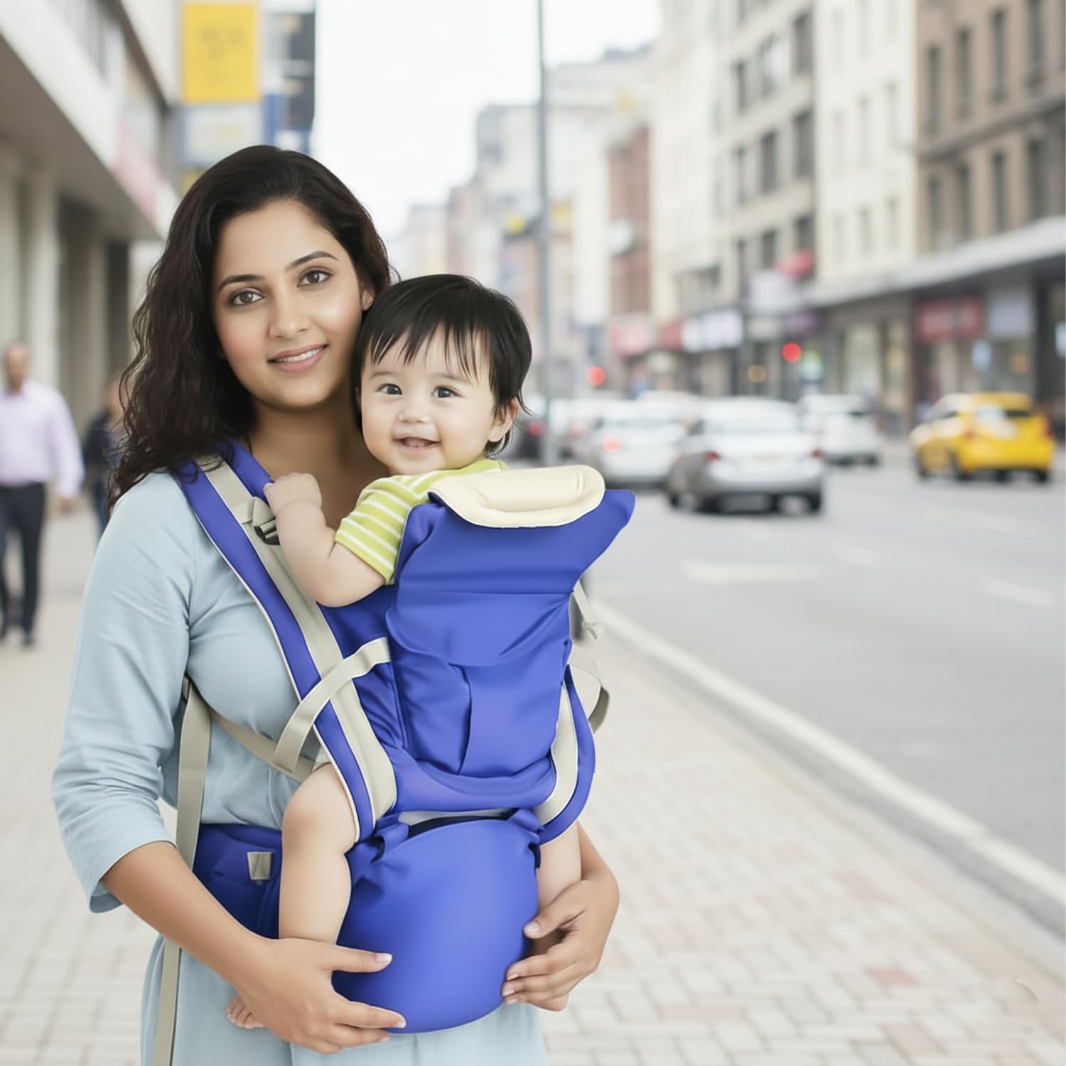 Safe-O-Kid 4 in 1 Position Baby Carrier, Ultra-Comfort Baby Carrier – Inward Facing Position, Easy On & Off, Premium Cotton Material- Blue, Upto 36KG-image-20