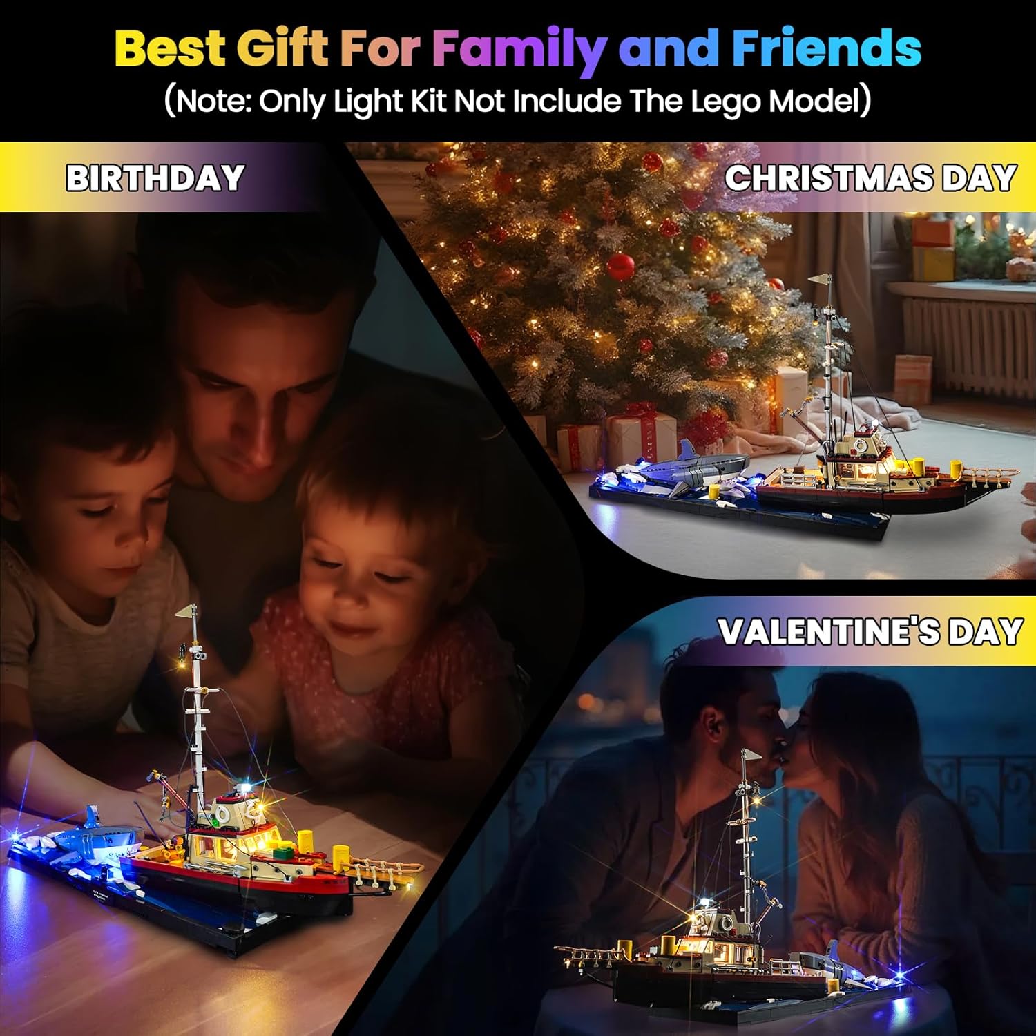 Upgraded Led Light Kit Compatible with Lego Ideas Jaws Building Set, Lights Decoration Compatible with Lego 21350 (Model Not Included)