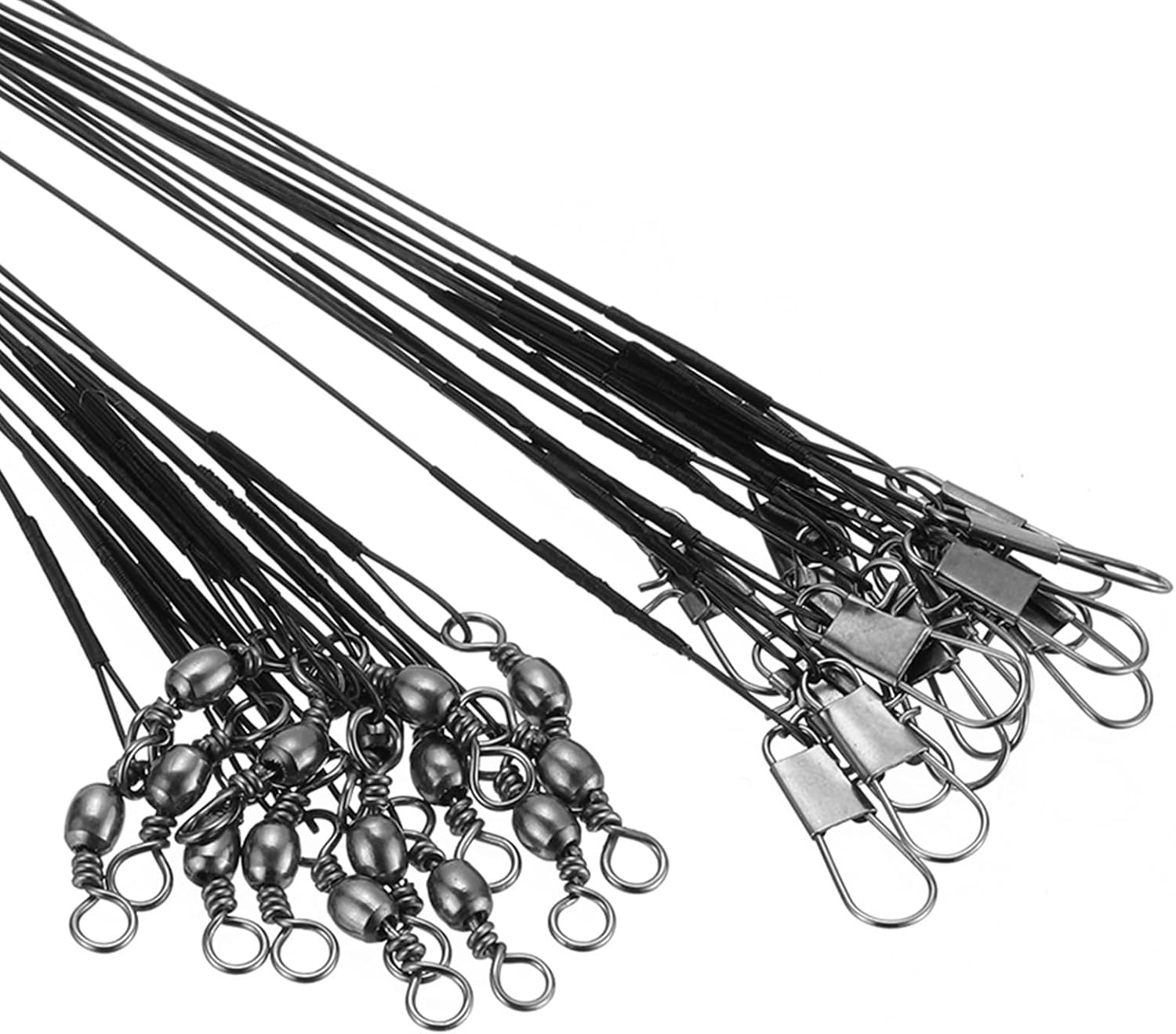Patikil Nylon-Coated Fishing Wire Leaders 6" Negro miniatura 1