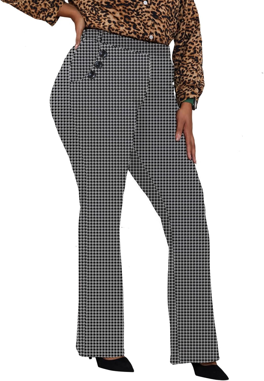 DGD Wrinkle-Free Stretch Dress Pants Plus Size for Women Pull-on Pant Ease into Comfort Office Pant