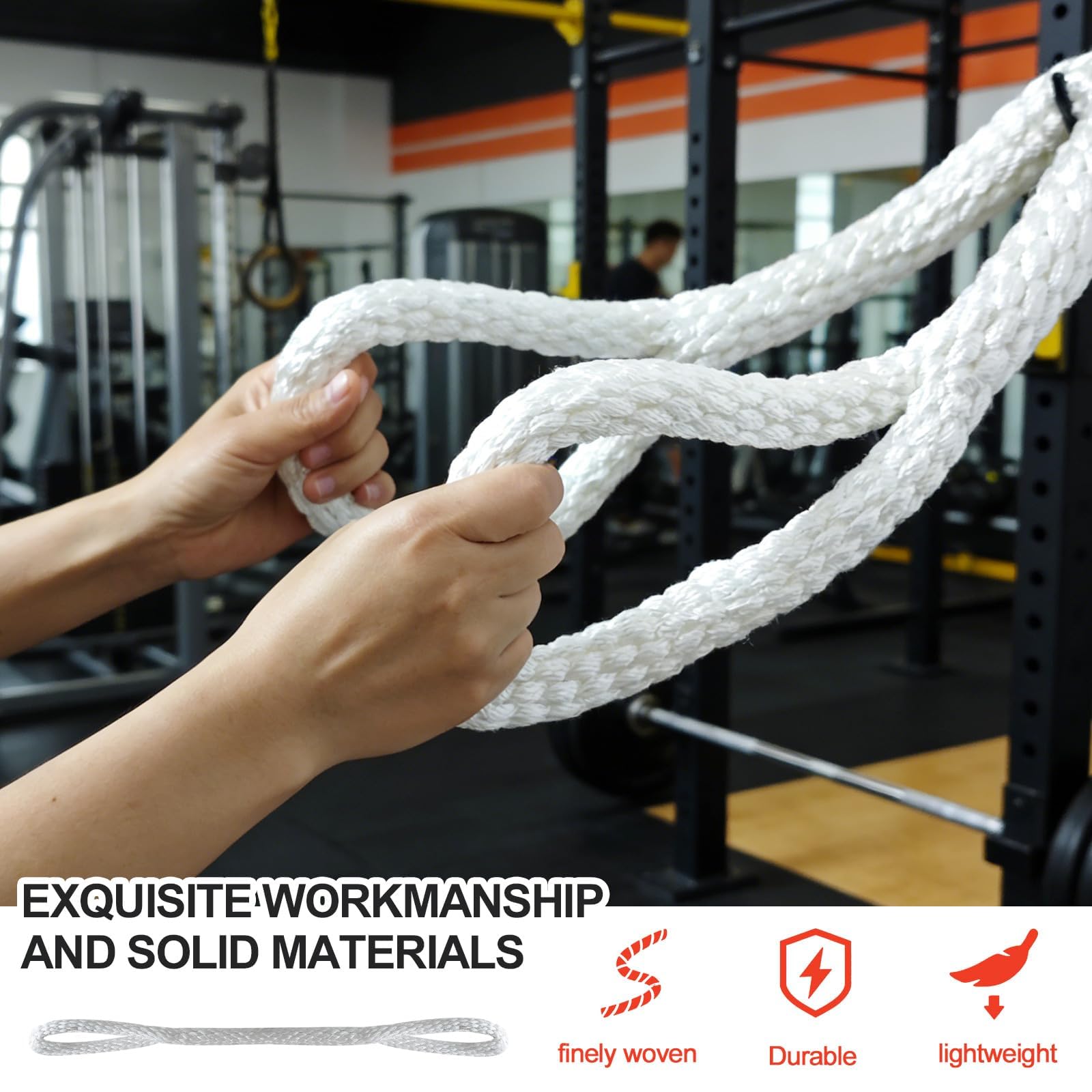 Cuerda Tríceps 1m para Polea Gimnasio, Accesorio Máquina Cable de Nylon Resistente (Soporta 2 Toneladas), Diseño de Bucle para Agarre Cómodo, Ideal para Bíceps, Culturismo y Fitness en Casa