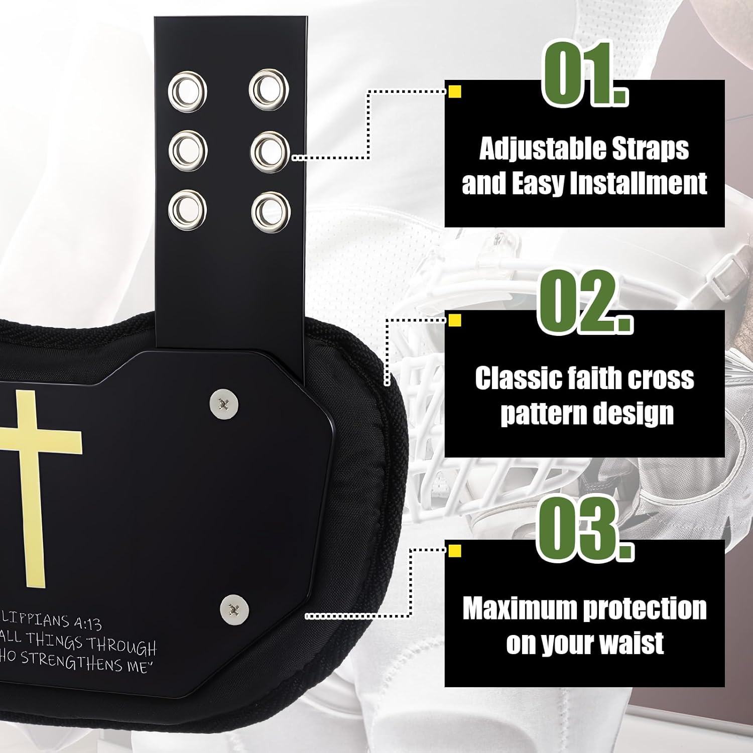 Civaner Football Back Plate Sport Lower Back Pads for Football Players Rear Protector for Youth