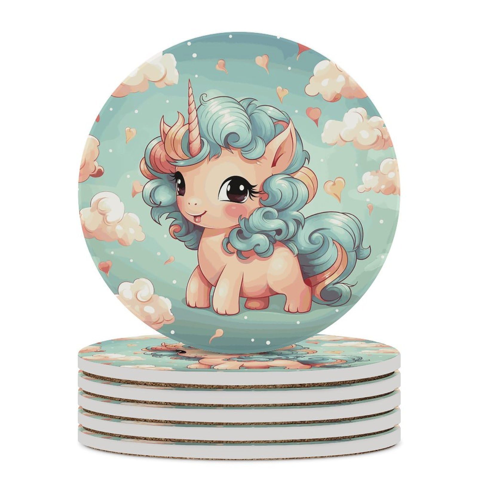 Dessous de verre céramique cheval arc-en-ciel, cadeau décoration de table