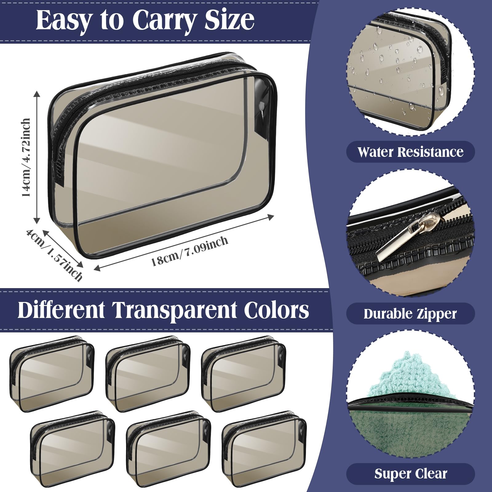 60 bolsas de aseo transparentes aprobadas por la TSA, bolsa de aseo de tamaño de cuarto de galón, bolsa de maquillaje de viaje, bolsa de cosméticos, bolsa de transporte compatible con aerolíneas