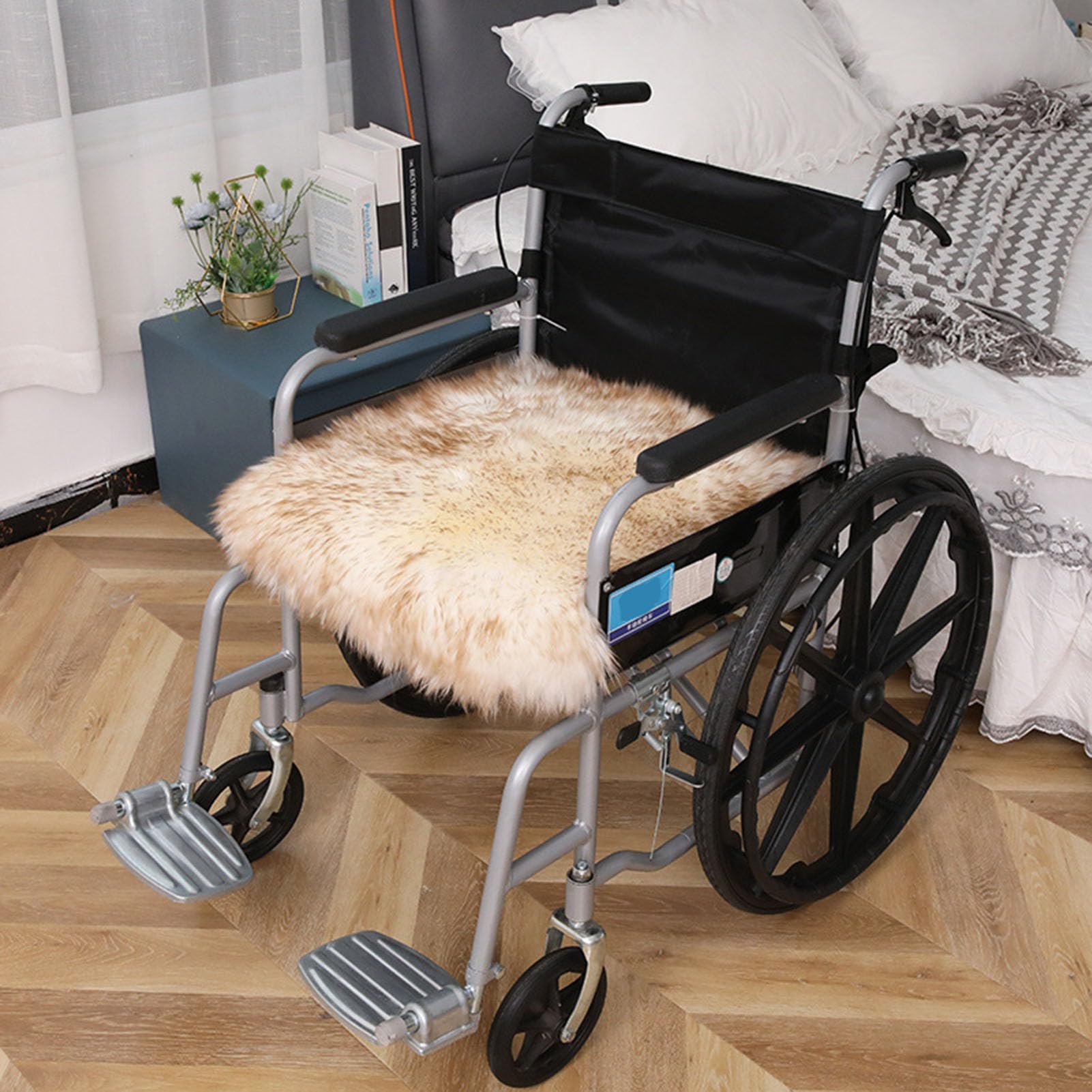 Cojín para silla de ruedas – Cojín médico de piel de oveja para máxima comodidad en sillas de ruedas y coches