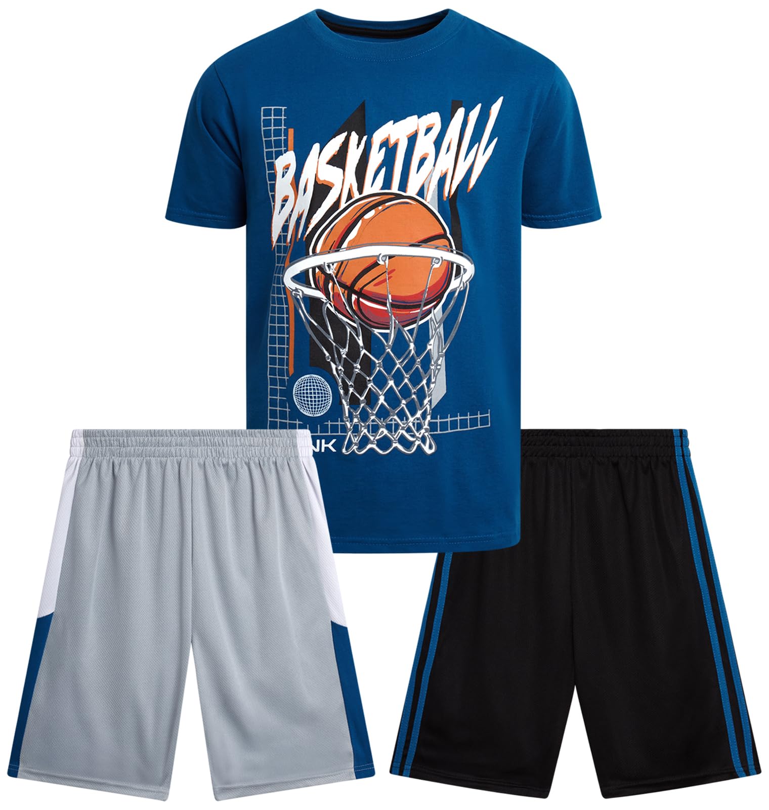 Pro Athlete Active Boys Short Sets - 3 Piece Performance Short Sleeve T-Shirt and Dry Fit Shorts - Boys Athletic Sets (8-16)