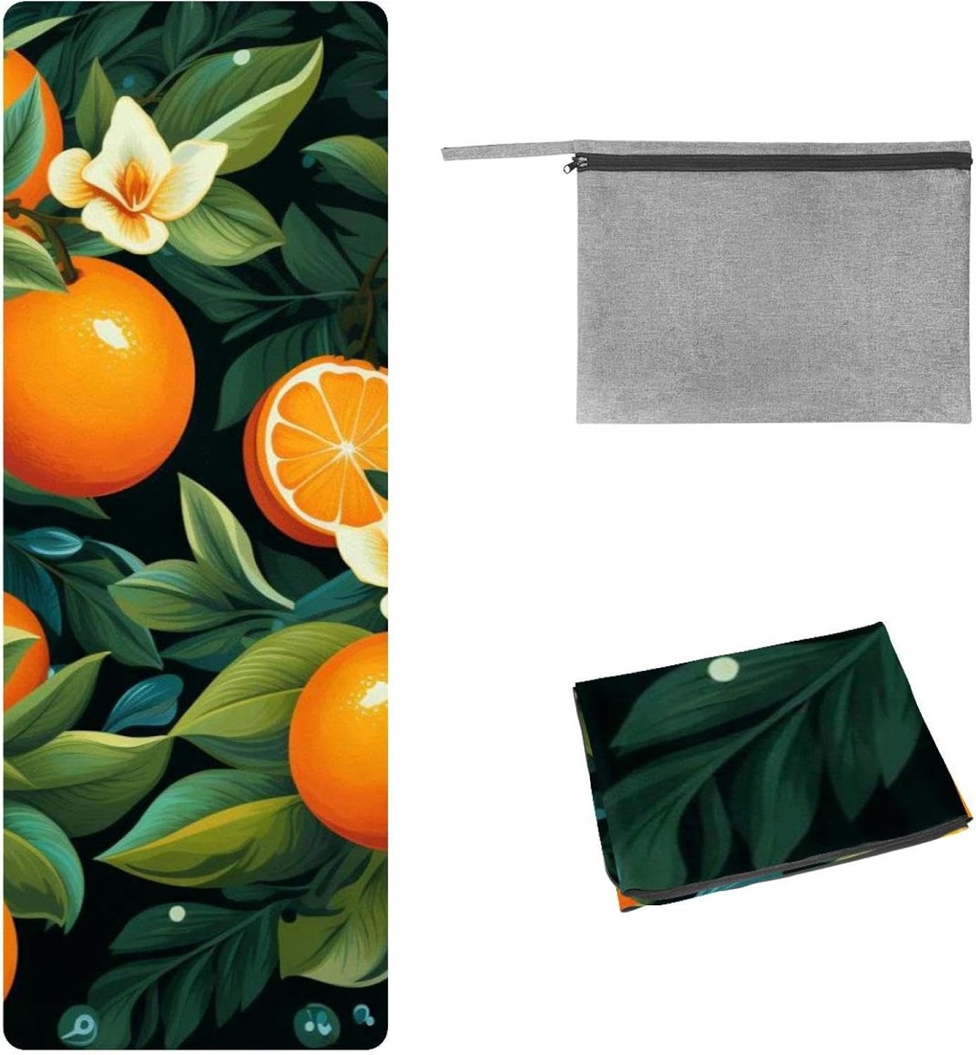 Yoga Towel, Orange Pattern Non Slip Sweat Absorbent Hot Yoga Mat Towel for Hot Yoga, Pilates and Fitness - 72.8" x 26.8"