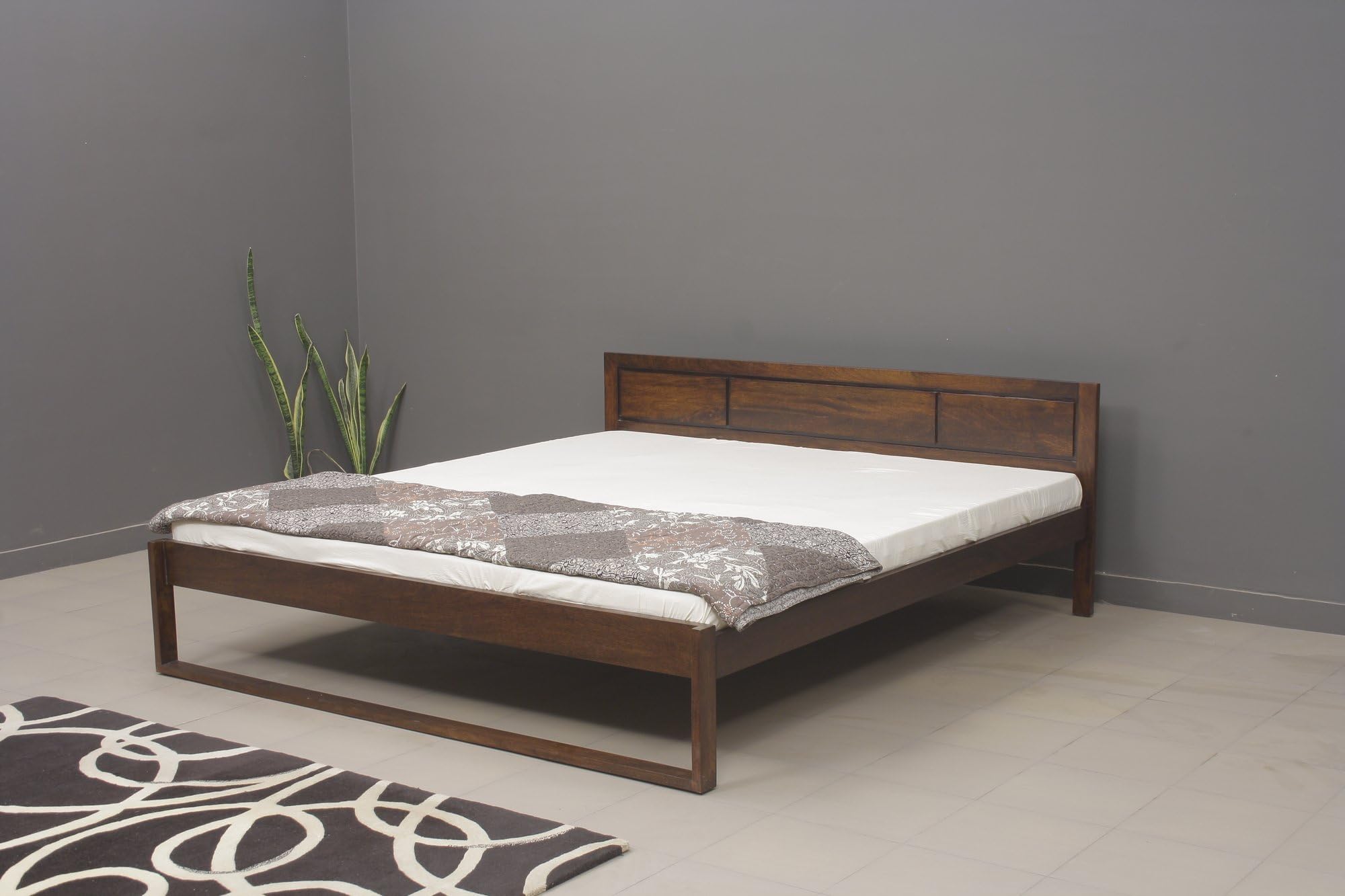 Heritage Prime Swiss Solid Wood King Size Bed (Rich Brown Finish)