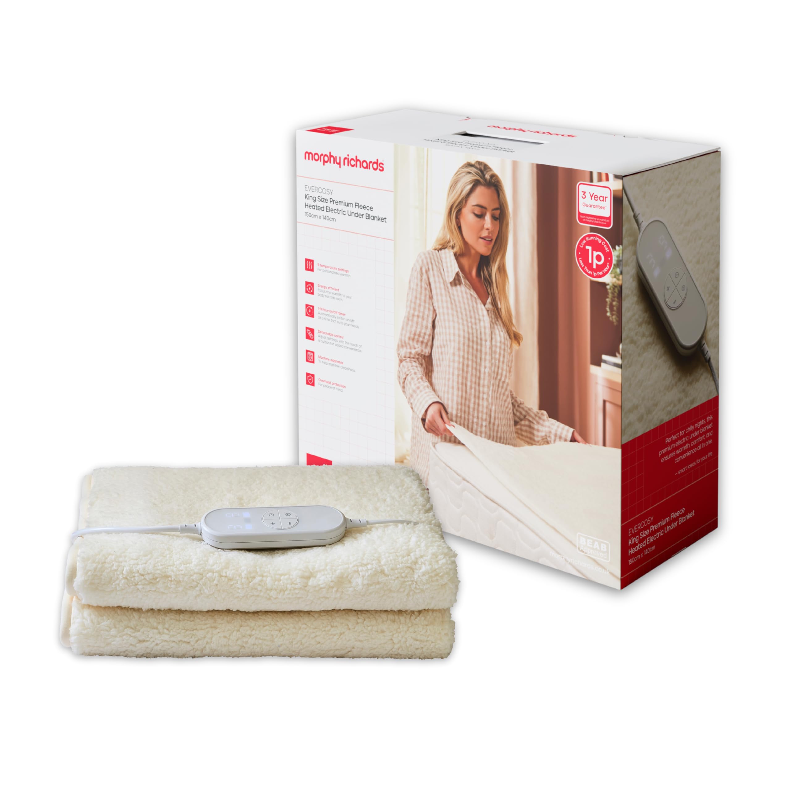 Morphy Richards King Size Electric Underblanket - Cream