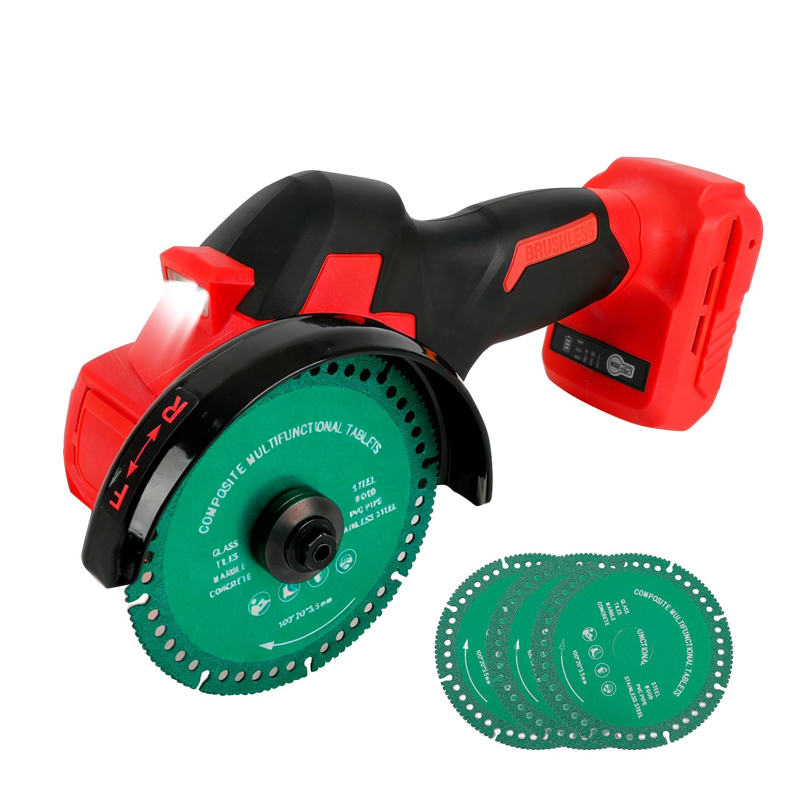 Cordless Angle Grinder for Milwaukee 18V, Brushless Mini Angle Grinder 18000RPM 100mm Small Cut Off Tool with 4PCS Discs for Cutting Polishing Grinding (for Milwaukee, 100mm)