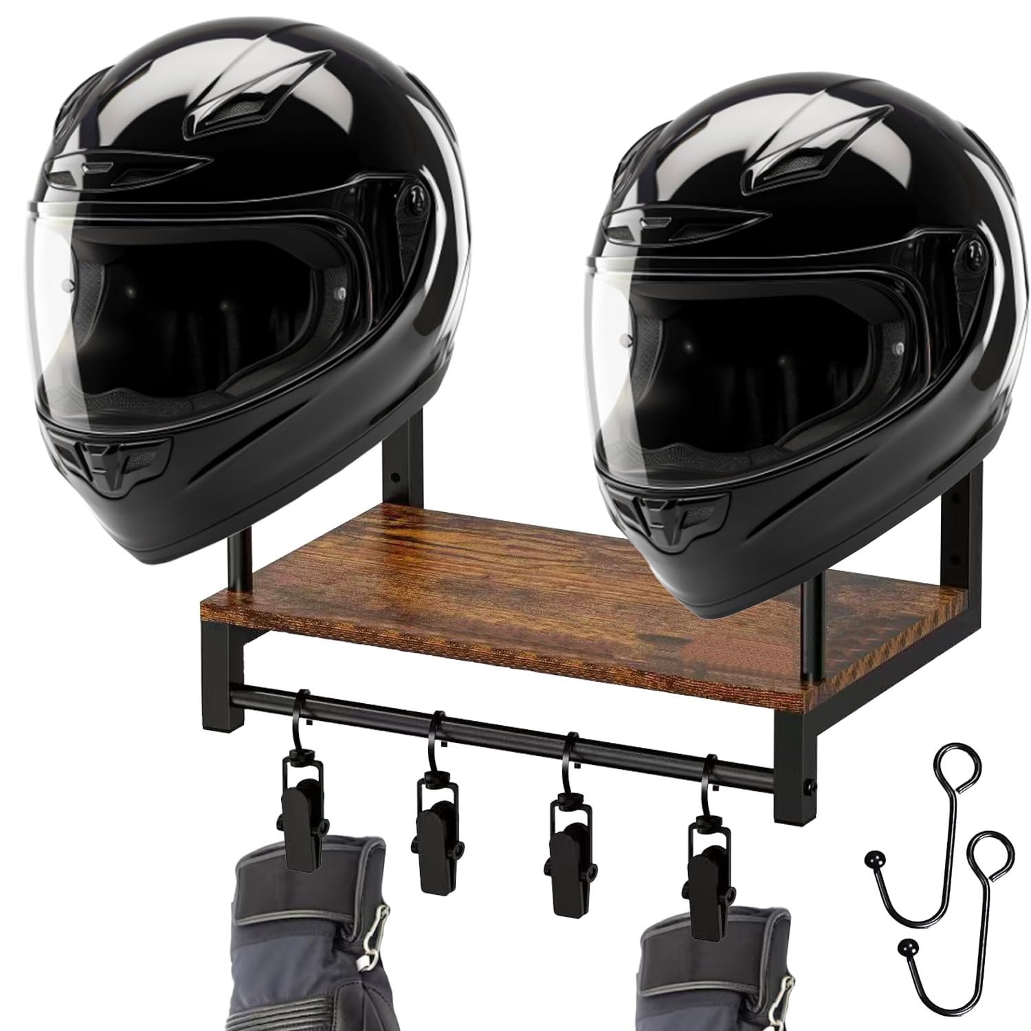 Helm Halterung Wandhalterun, Multifunktional Motorradhelmhalter Plattenständer Display Organizer mit Motorradzubehör Helmaufhänger Wandhalterung für Fußballmotorräder, Jacke, Handschuhe