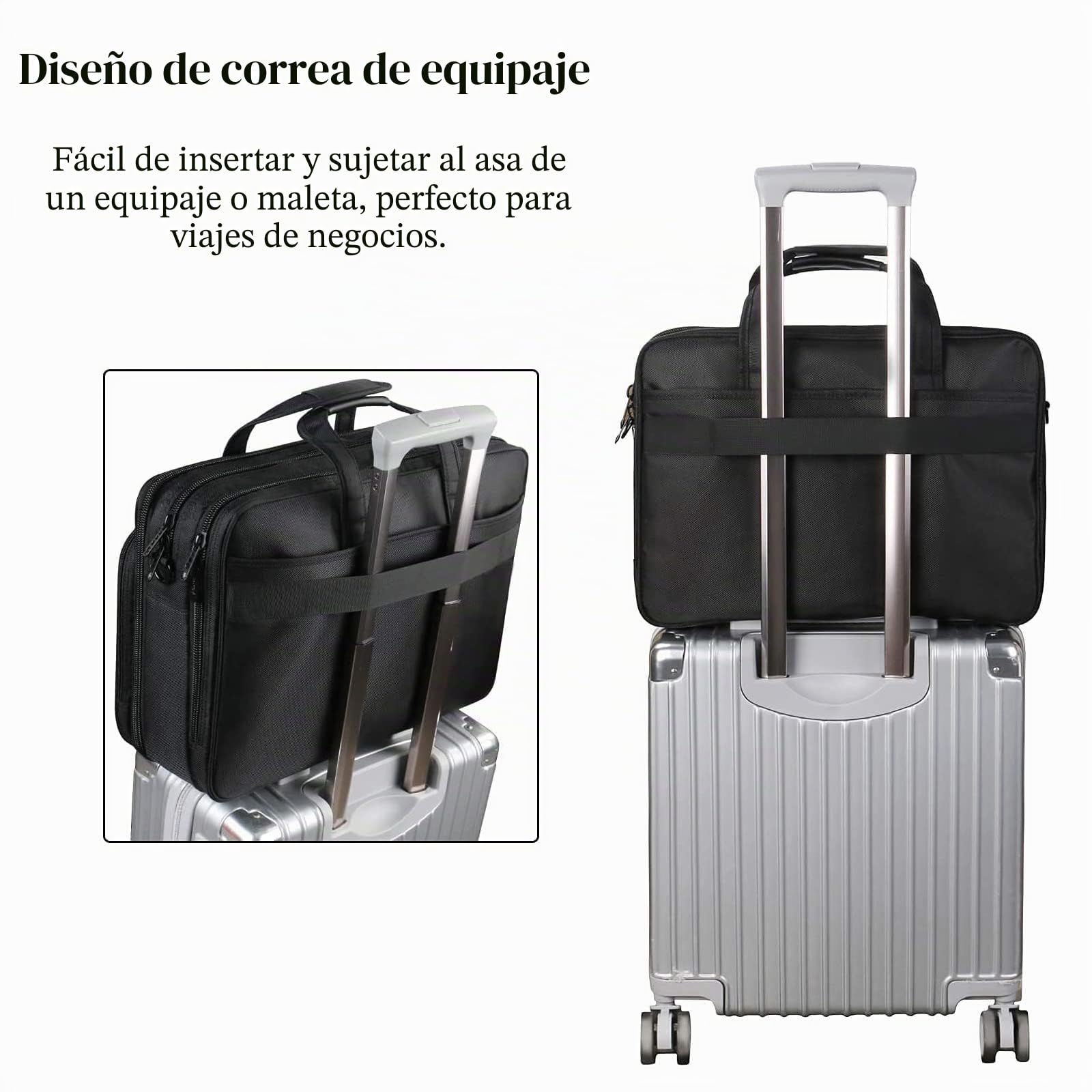Mancro Maletín para ordenador portátil de 17 pulgadas, maletín de negocios grande para hombres y mujeres, bolso de hombro impermeable, bolso de mensajero, bolso para ordenador extensible, negro