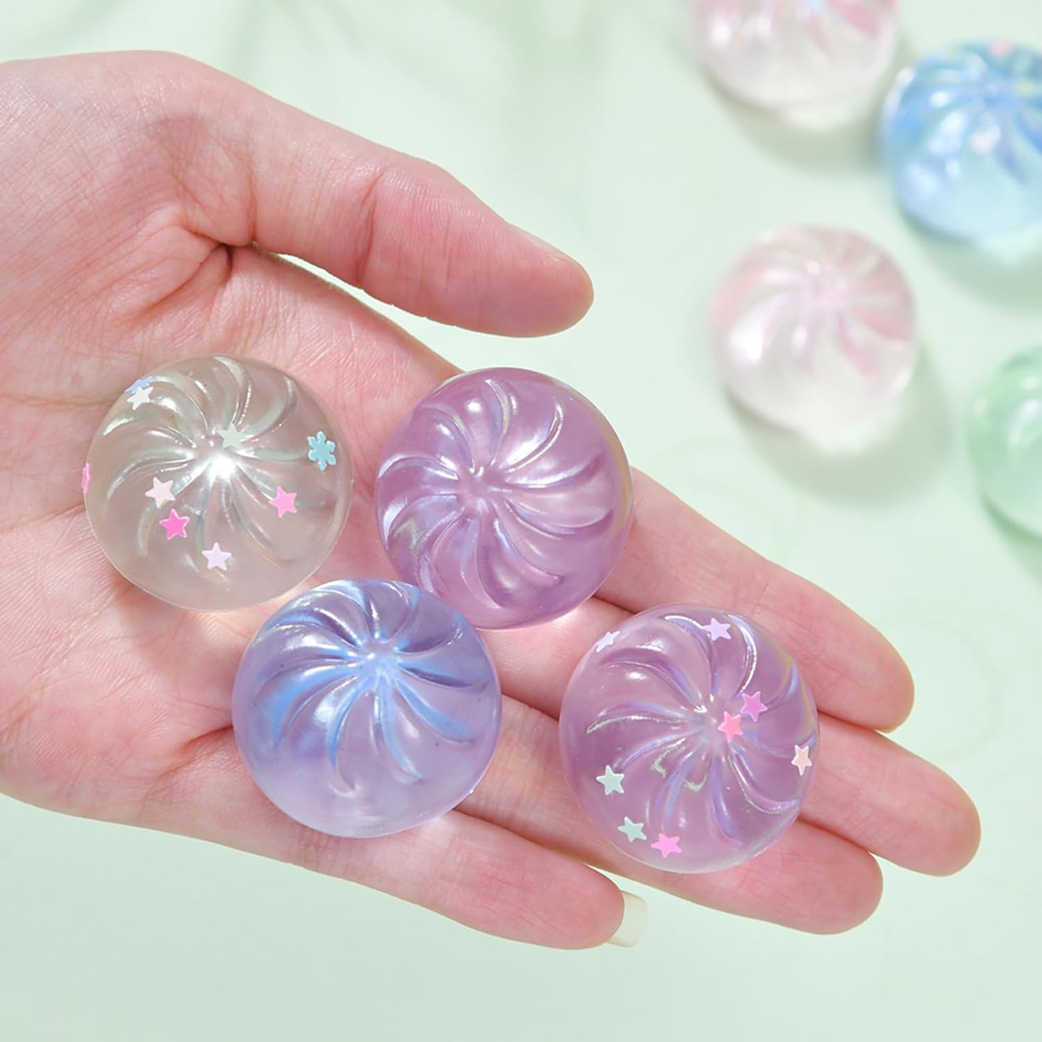Stress Relief Toy, Clear Steamed Bun Toy Stress Relief Slow Rising Small Dumpling Sensory Toy Hand Relaxation Stress Ball Squeeze Fidget Toy (Sets (8PC))