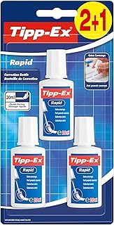 Tipp-Ex Rapid, Correction Fluid Bottle, High Quality Correction Fluid, Excellent Coverage, 20ml, Pack of 3, white