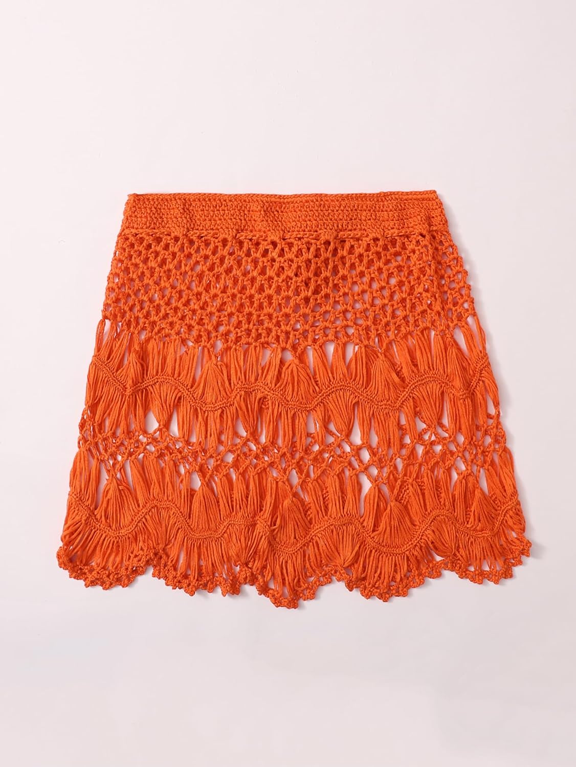 Floerns Women's Bathing Suit Tie Waist Crochet Beach Cover Up Skirt