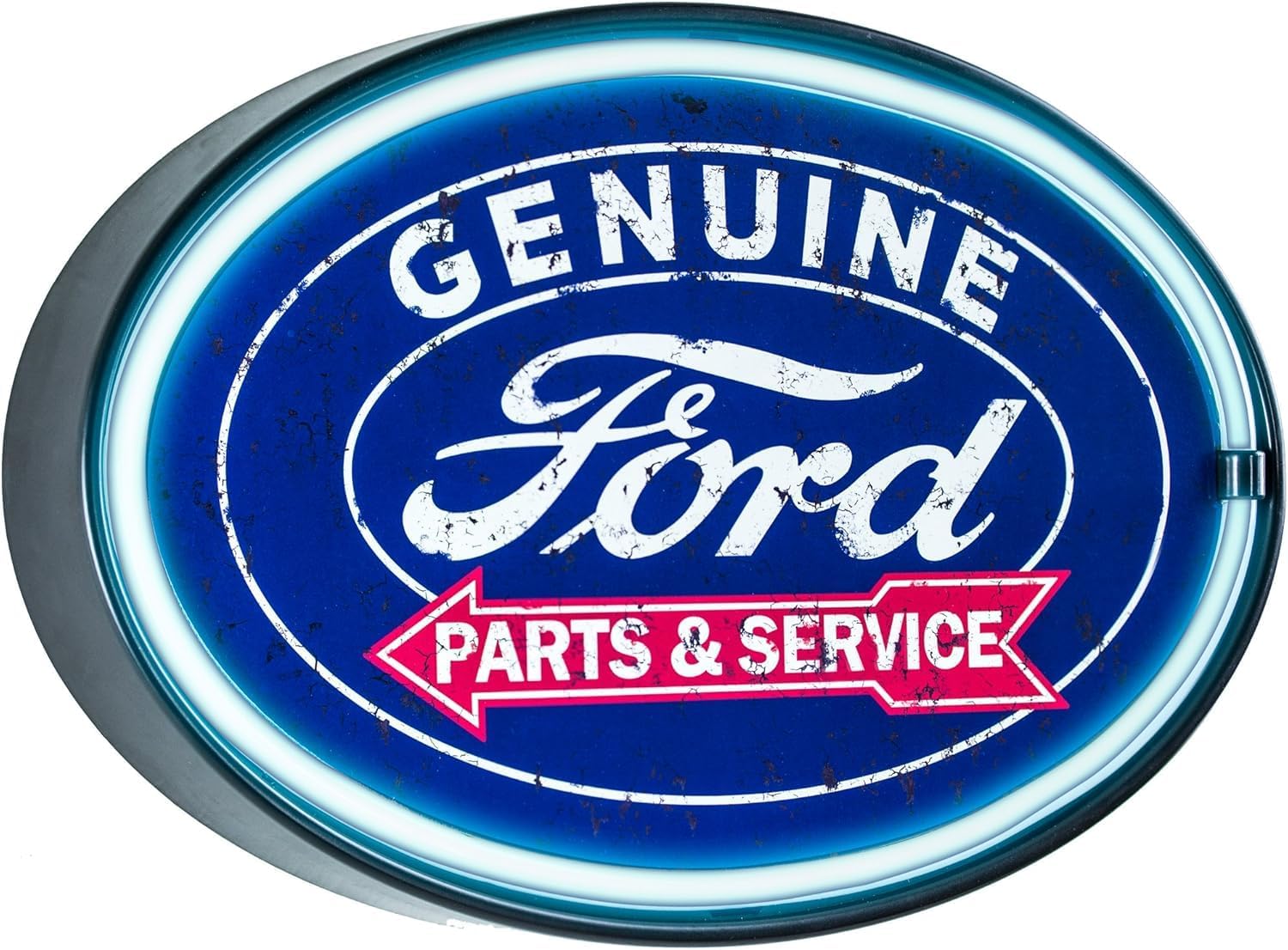 LED Neon Rope Wall Sign - Battery & USB Powered - Vintage Room Decor - Retro Lights for Bar, Man Cave, Garage, Game Room & More (Genuine Parts & Service, 9.5" x 17" x 1.5")