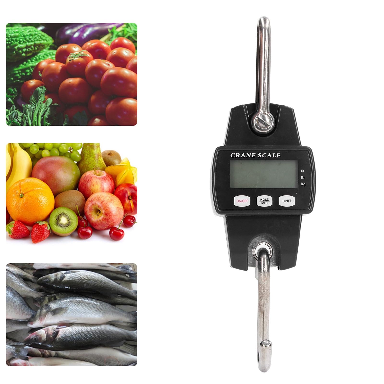 Bilancia da Gru, Bilancia Sospesa Elettronica Digitale Portatile Portatile con Display LCD Multifunzionale e Gancio a S, per Caccia in Fattoria, Viaggi di Pesce, attività (Nera)