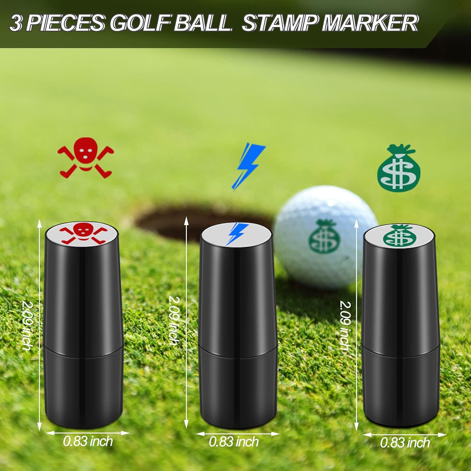 review 3 Pieces Golf Ball Stamps Custom Golf Ball Marker Golf Ball Marking Tool Accessories for Golfer Present Golf Learners (Funny Style)