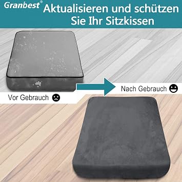 Granbest Luxury Velvet Sofa Seat Cushion Cover Highly Elastic Sofa Seat Cover for Couch Super Soft Thick Seat Cushion Protector (3-Seater Grey)