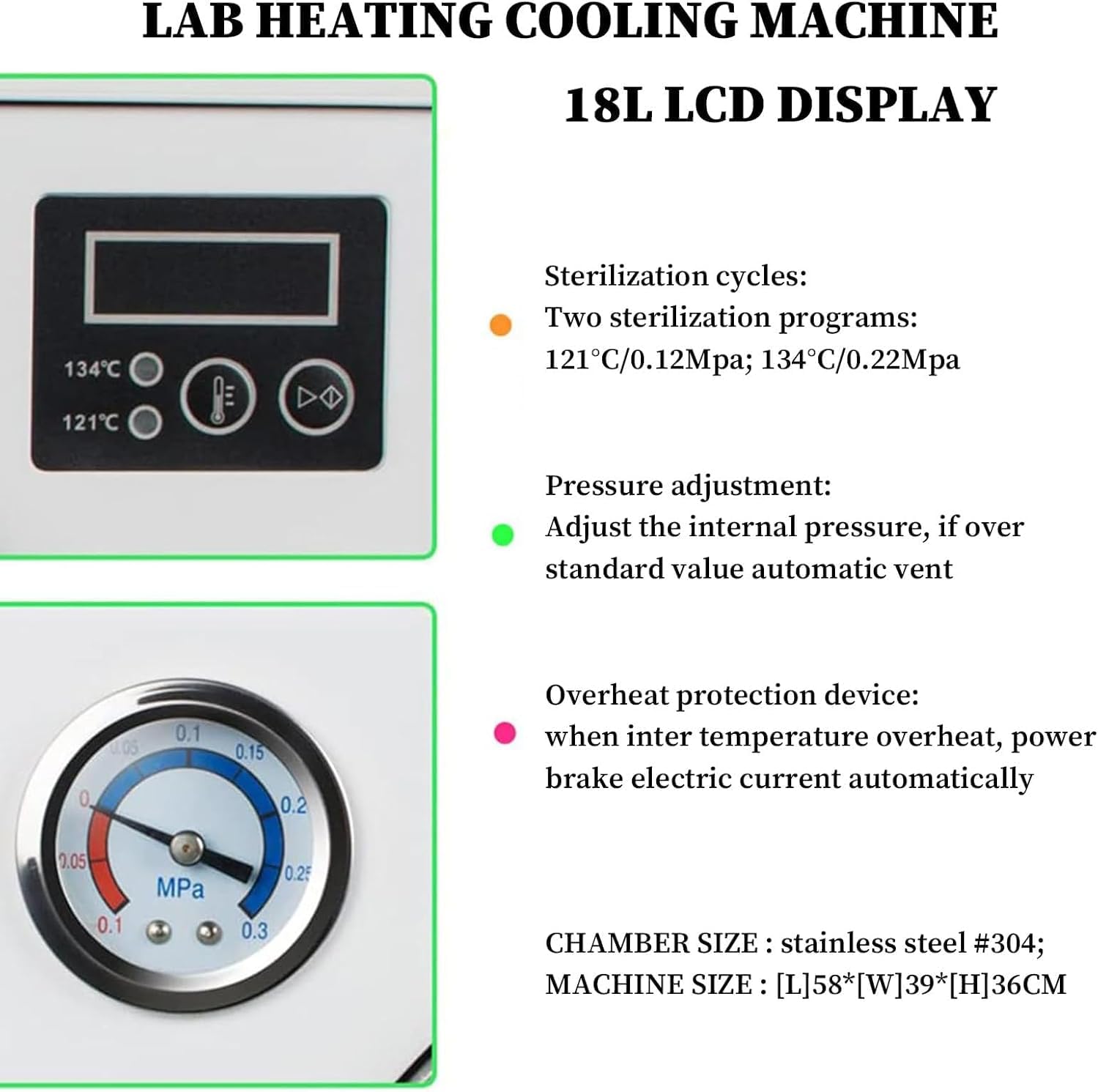 8l Autoclave Sterilizer, 900w High-Temperature Steam Sterilizer with Led Display & Overheat Protection for Tools & Equipment, Lab Use