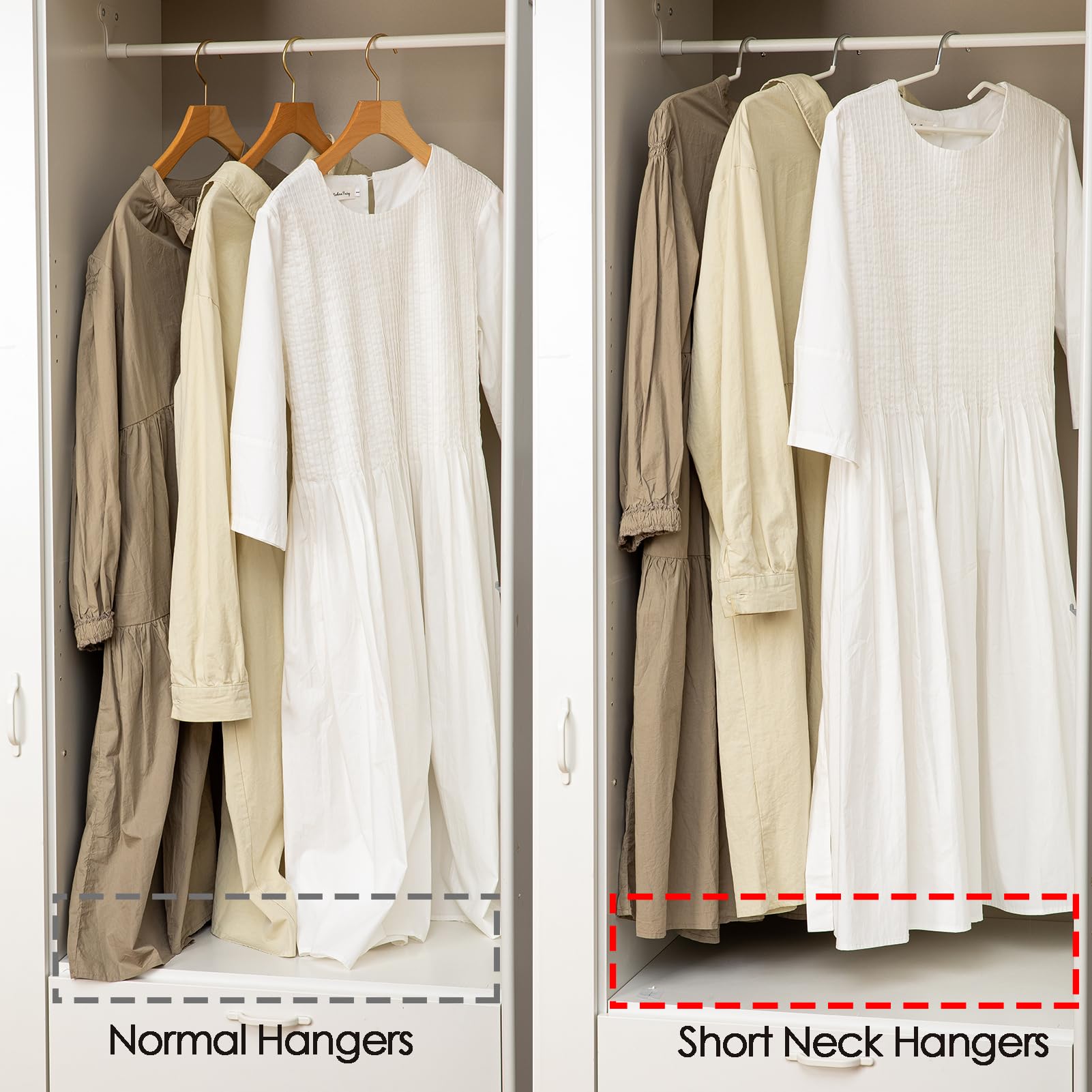 SHIMOYAMA Kleerhangers, 5-delig, metalen korte halsjasorganisatoren, antislip kraagbeschermende hanger voor T-shirts, jurk, jas, ruimtebesparend (wit