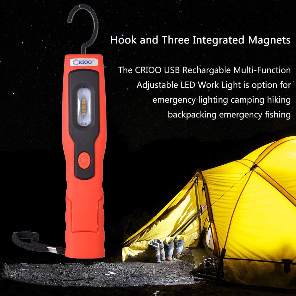 CRIOO LED Portable Work Light with Magnetic and Stand,Rechargeable Multi-Function Automotive Work Torchlight for Camping,Car Repair Pack of 2 Father's Day Gift