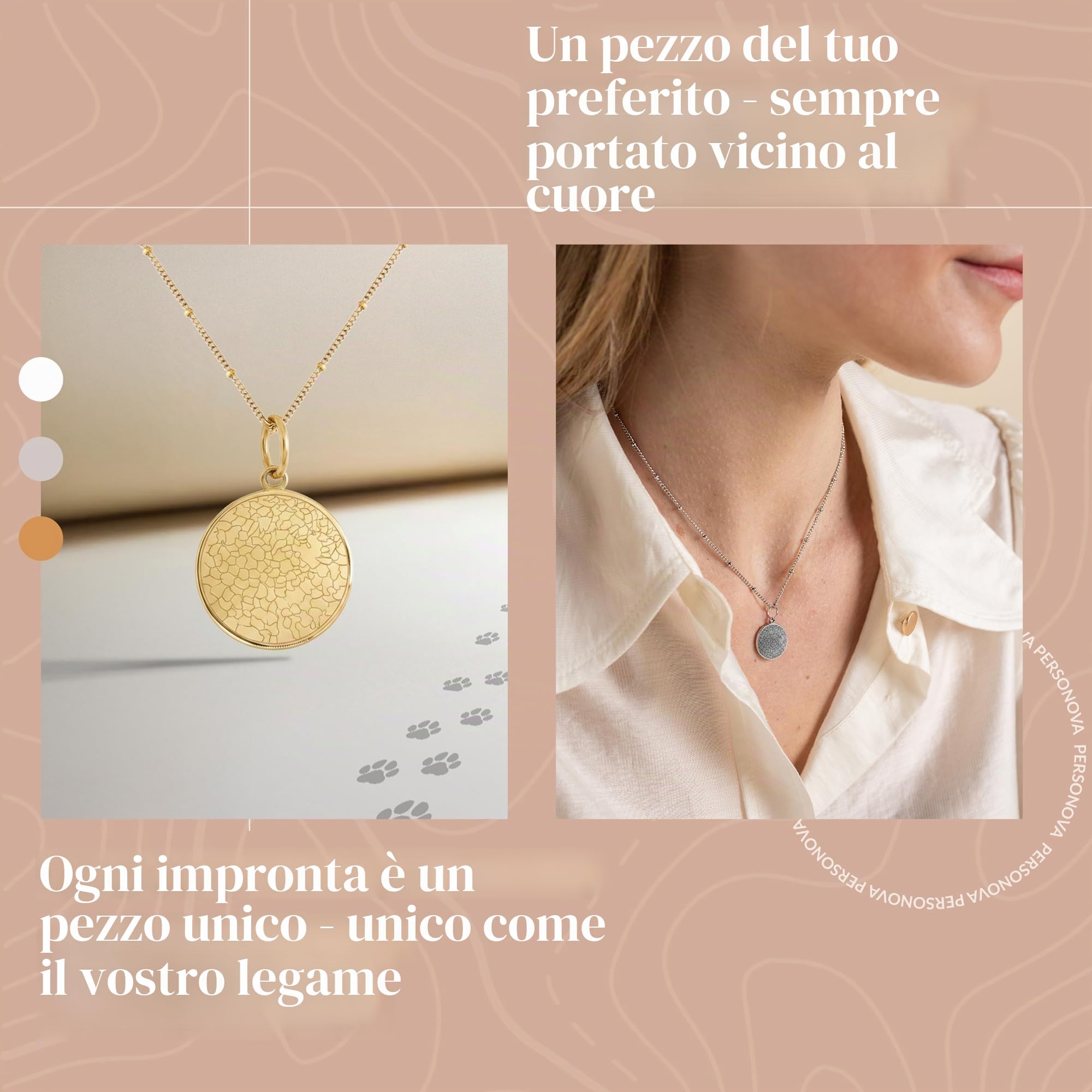 Collana Personalizzata con Impronta del Naso di Cane o Gatto – Collana Memoriale con Incisione – Ciondolo con Impronta del Naso dell'Animale Domestico con Nome – Ricordo con Lettere e Pietra di
