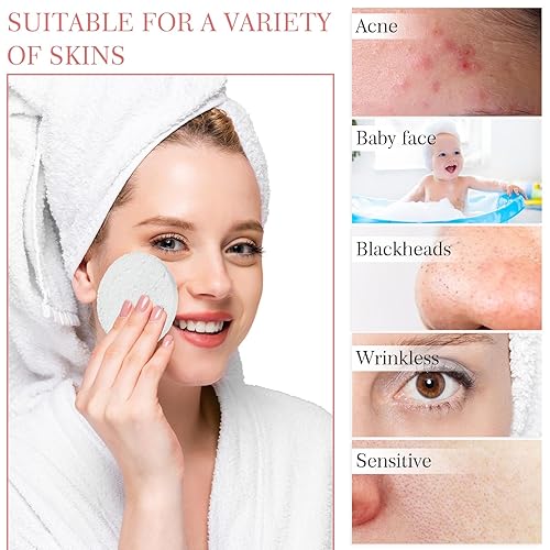 Vista 52 de Sieral 120 esponjas faciales comprimidas con contenedor, almohadillas de esponja desechables para lavar la cara, exfoliante, esteticista, Verde