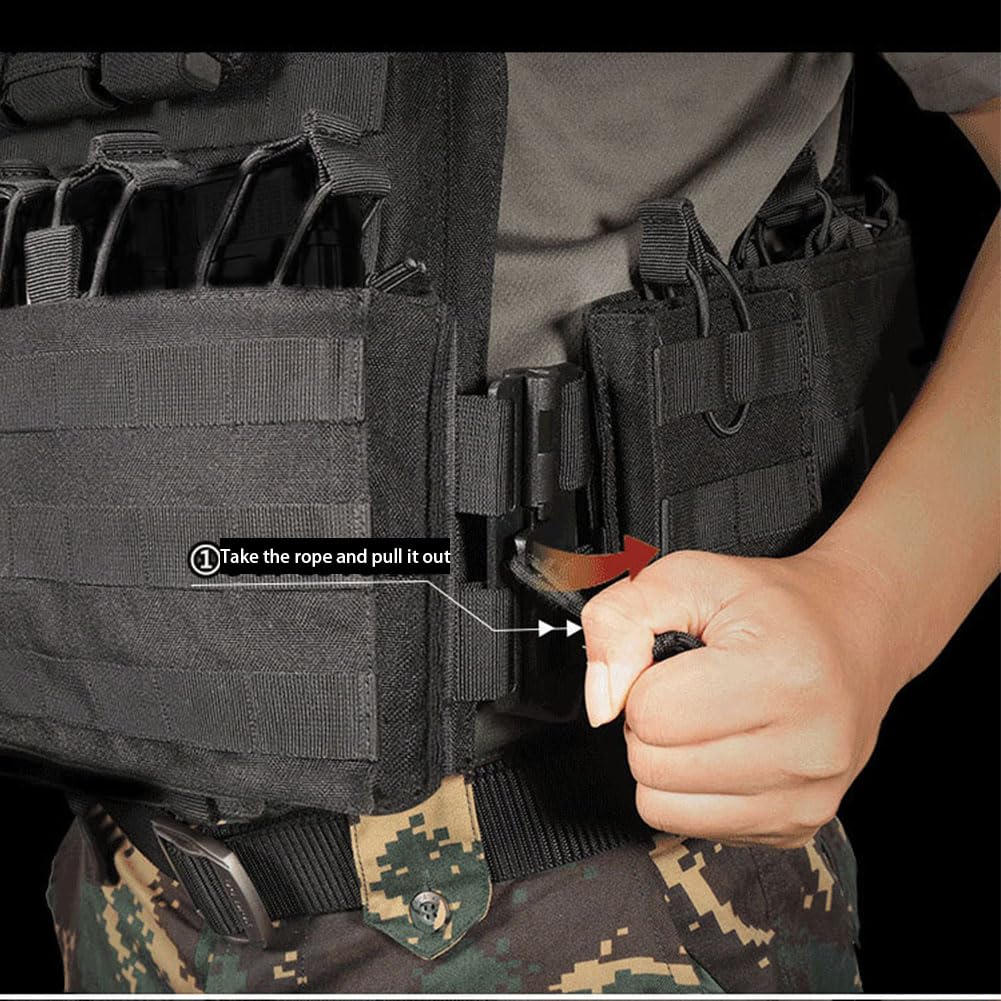 Chaleco táctico de liberación rápida, Chaleco MOLLE Multifuncional para Exteriores, Equipo de protección, Uniforme de Entrenamiento Militar Adecuado para Defensa Personal (Black 1)