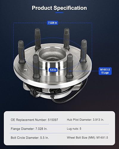 Miniatura 4 de ECCPP Conjunto de rodamientos de cubo de rueda delantera de 6 lengüetas para Chevy GMC Cadillac Escalade Suburban 1500 Tahoe Yukon XL 1500 Avalanche