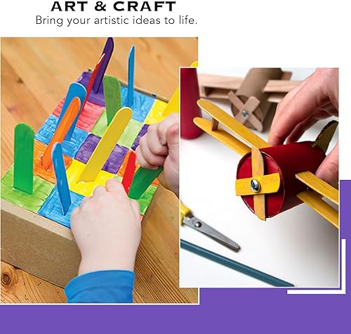 Vista 17 de 100 palitos de madera de colores jumbo surtidos de 6 pulgadas de largo, palitos de paletas de arcoíris, artes y manualidades, lo mejor para hacer