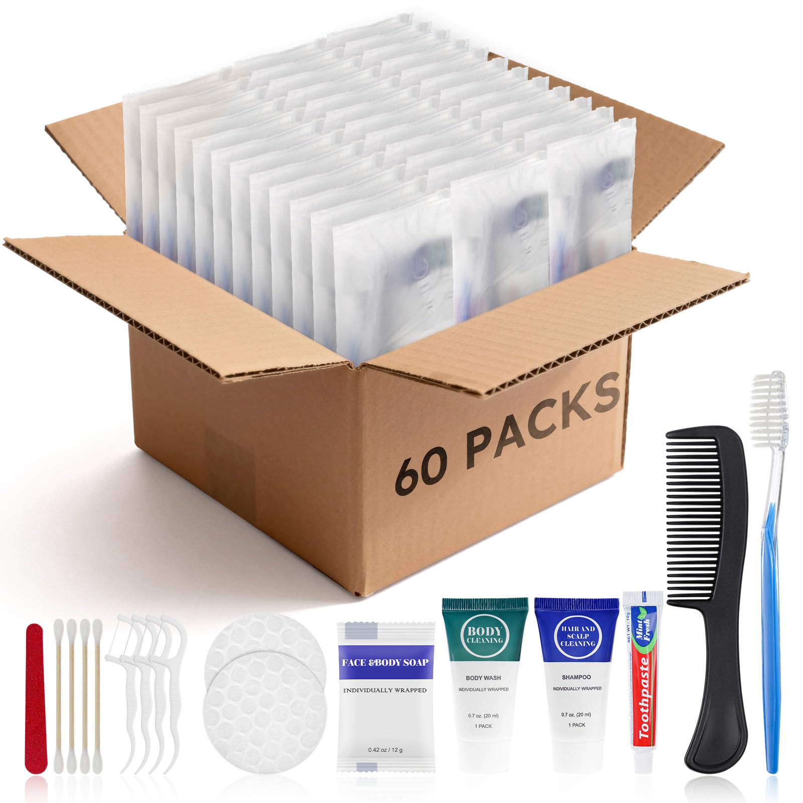 Toiletry Kits Travel Essentials Disposable Hygiene in Bulk, Trial Size Toiletries Supplies Individually Wrapped Traveling Personal Care Items, for