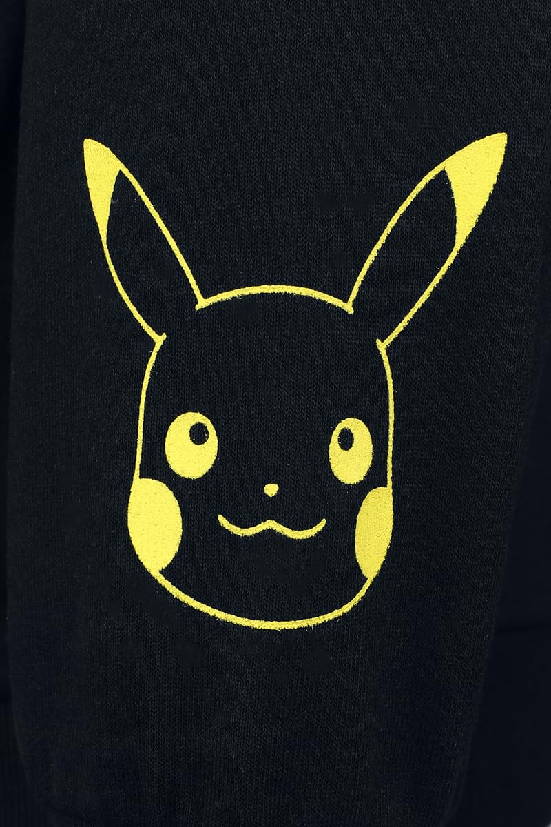 Pokémon Uomo Felpa Jogging Nero 60% Cotone, 40% Poliestere Regular