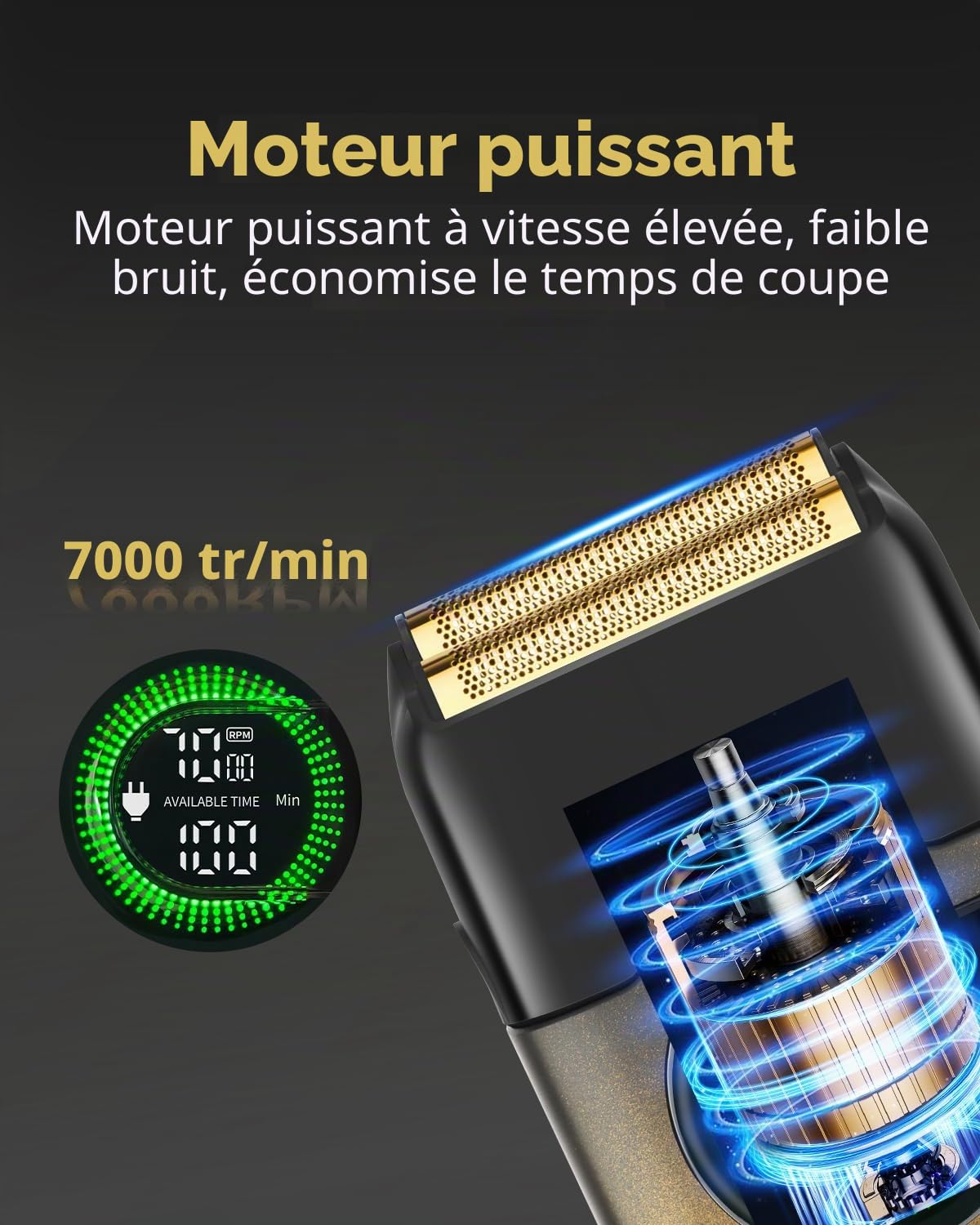 KEMEI Rasoirs électriques pour homme, rasoir à double feuille avec lames flottantes, rasoir à barbe sans fil, sans fil, rechargeable par USB de type C, jusqu'à 100 minutes d'utilisation, verrouillage