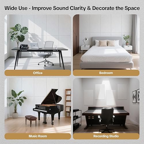 Miniatura 6 de Paneles acústicos autoadhesivos grandes, paneles acústicos de 47.2 x 23.6 x 0.4 pulgadas, paquete de 6 paneles insonorizados de alta densidad,