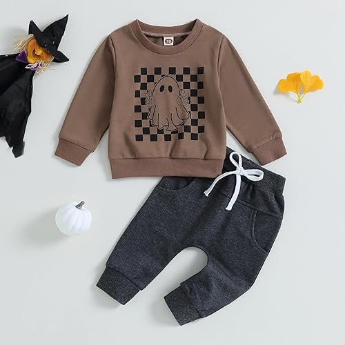 Miniatura 2 de Karwuiio Conjunto de disfraz de Halloween para bebé, sudadera de manga larga y pantalones para otoño