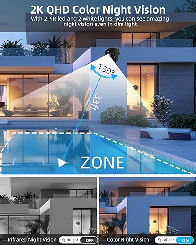 Miniatura 2 de ELECCTV Cámaras de seguridad WiFi 5G2.4G inalámbricas para exteriores, cámara de seguridad 2K 5G con detección de movimiento AI, visión nocturna a