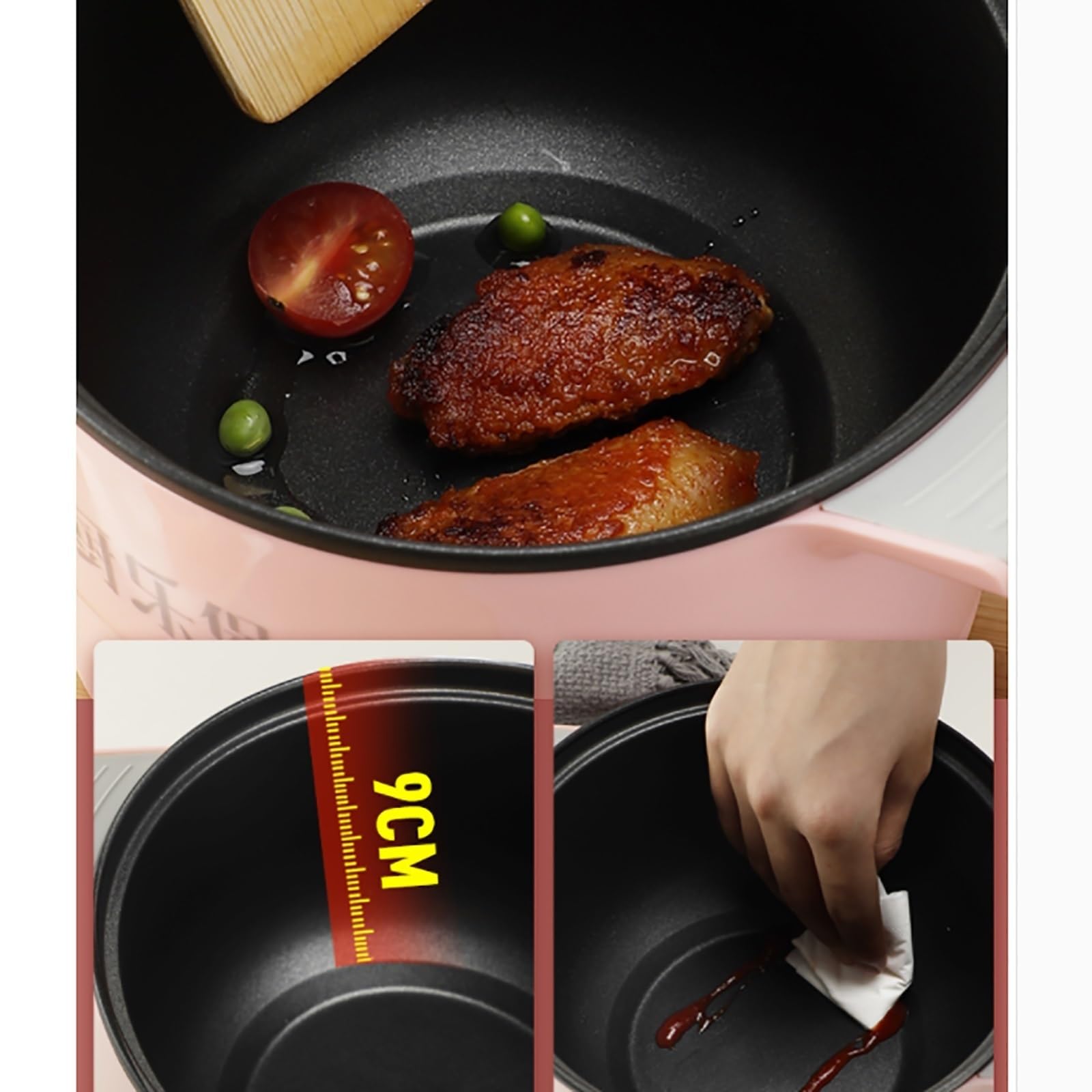 Cuociriso (1,6/2,6 l) Mini pentola Multifunzionale per Uso Domestico/Padella/Wok/pentola per zuppa, pentola Interna Antiaderente per 1-4 Persone, 220-240 V (A 2,6 l)