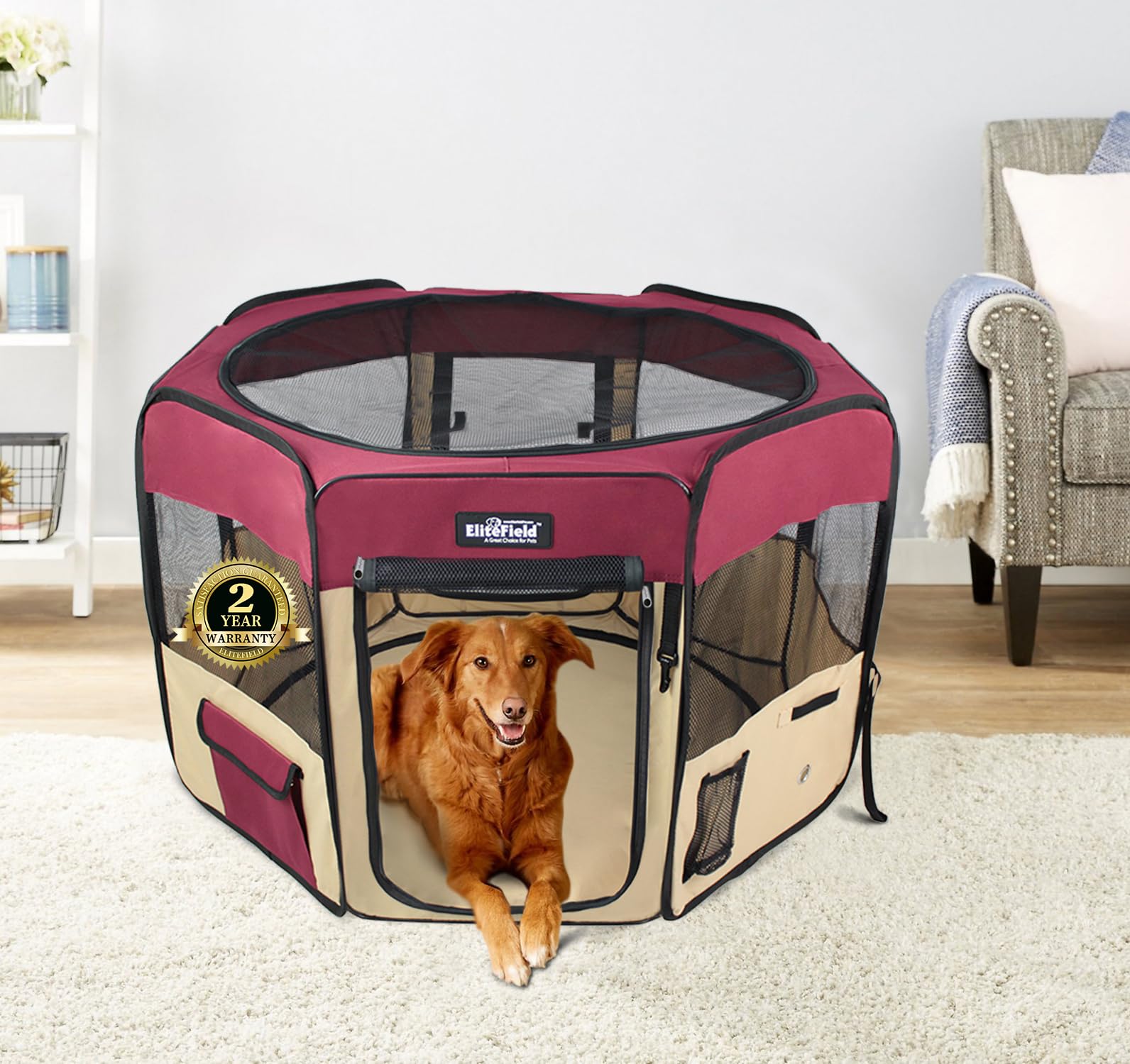 Puppy Playpen EliteField 2-Door Soft Pet Playpen (2 Year Warranty