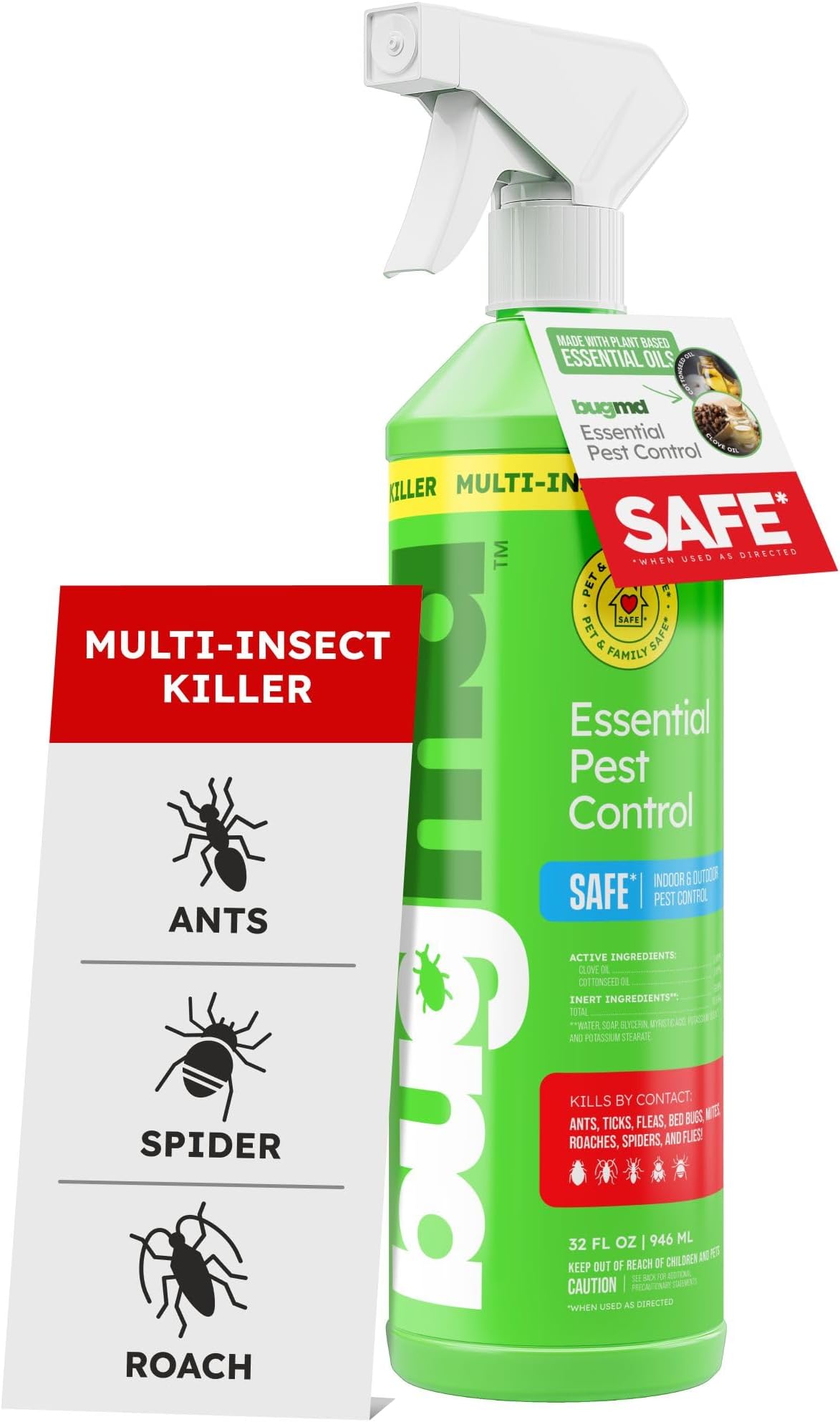 Ant Spray – Insect & Pest Spray Indoor Safe for Pets, Roach & Spider Killer, Plant-Based Insect Repellent for Home, Flea & Fly Sprayer with Clove Oil, Plant-Based Essential Oil Formula 32 fl oz