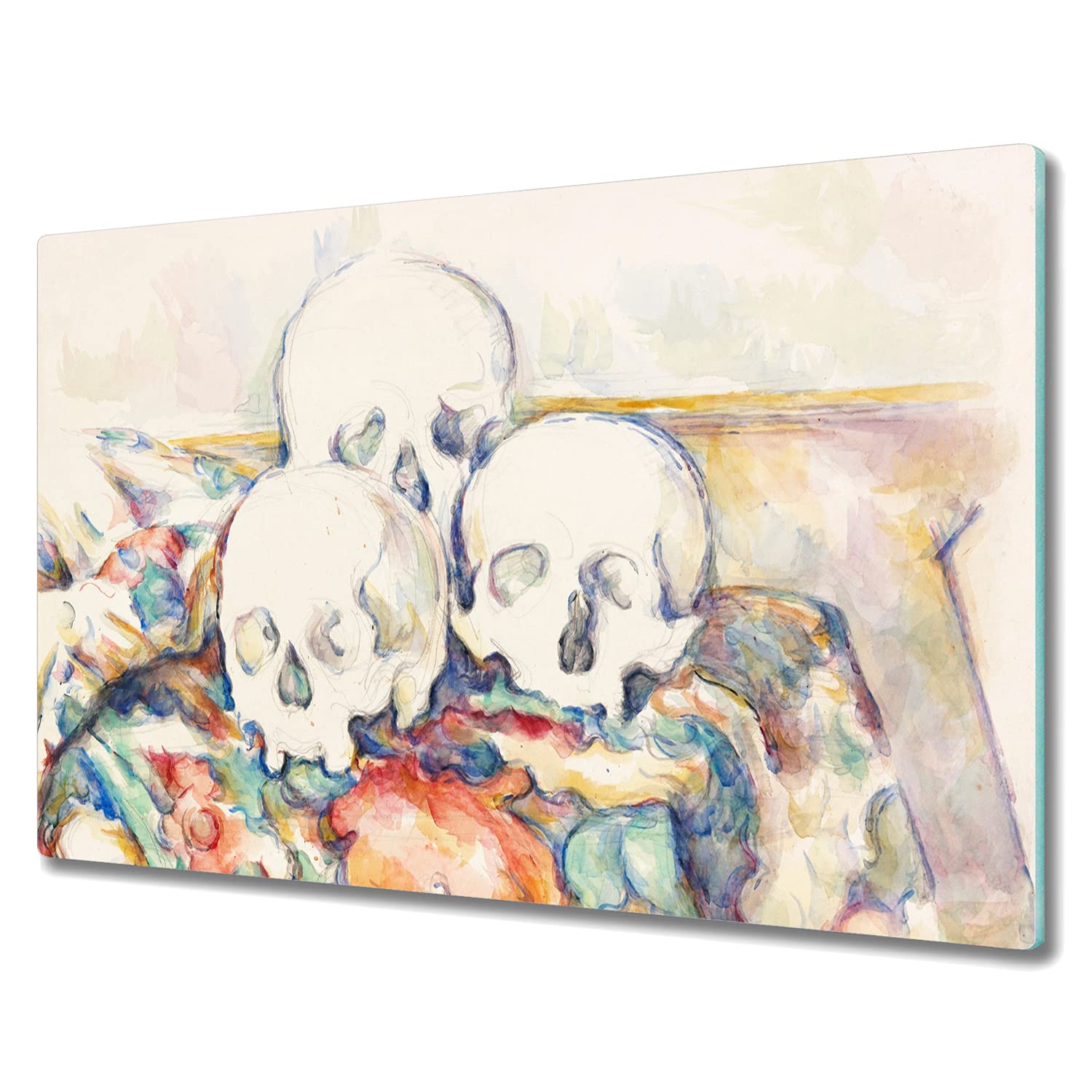 Planche à découper en verre 80x52 cm nature morte de trois crânes protecteur induction