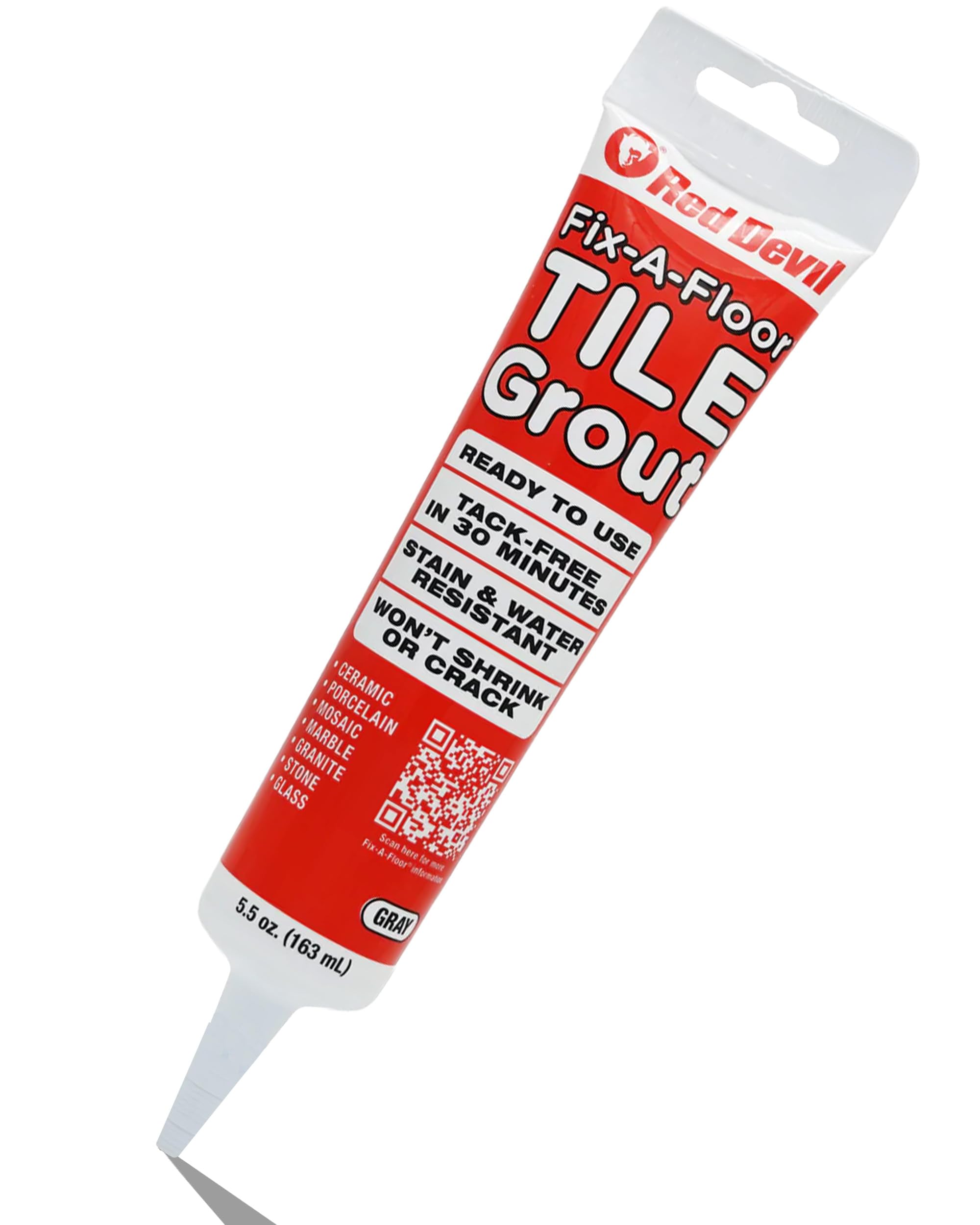 Fix-A-Floor Grey Tile Grout Reviver – Grout Repair for Cracks, Holes & Gaps – Pre-Mixed, Mildew-Resistant, Shrink & Crack-Proof Formula – 163ml Squeeze Tube