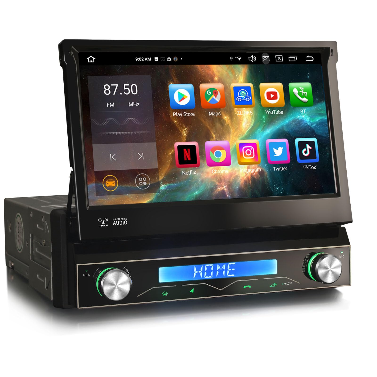 7 Zoll IPS Bildschirm Android 14 Acht-Kern 4GB+64GB Universal 1Din Autoradio Navigation DAB+ FM Radio Unterstützt CarPlay Android Auto WiFi 4G USB Bluetooth 5.0 DSP OBD2 TPMS DVB-T2 Kamera DVR