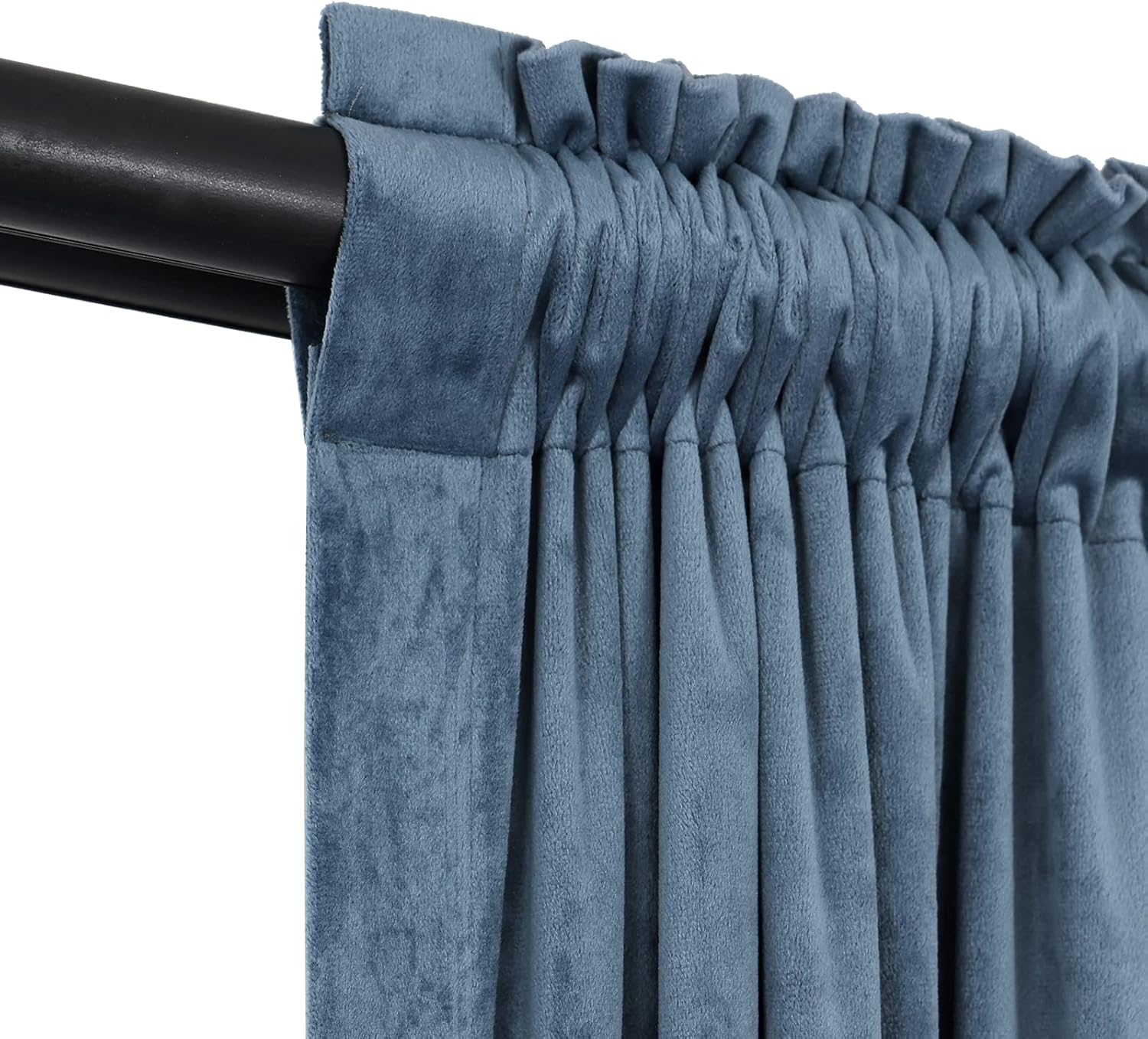 Luxury Pom Poms Curtain for Living Room Blackout Velvet 2 Panels Curtains Set Luxury Tassel Bedroom Curtains（Grey-Blue,(50W×96L)×2）