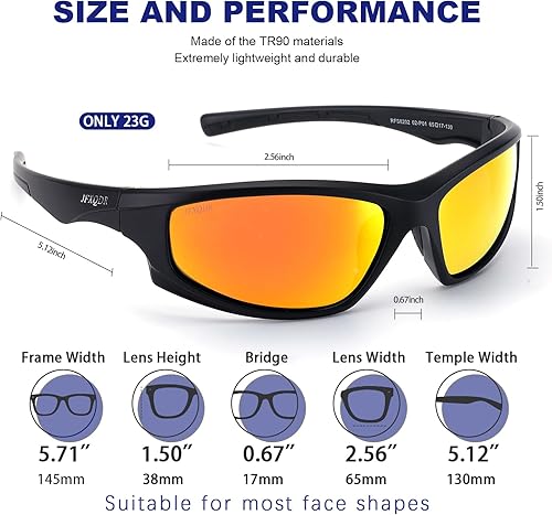 Vista 46 de Polarized Sunglasses for Men and Women, Sports Wrap Around Running Fishing Sun Glasses UV400 Protection RFS8202