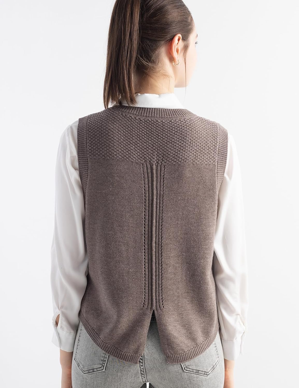 Women's Merino Wool Blend Sweater Vest 2025 Fall Winter Casual Crew Neck Cable Sleeveless Knit Pullover Sweater